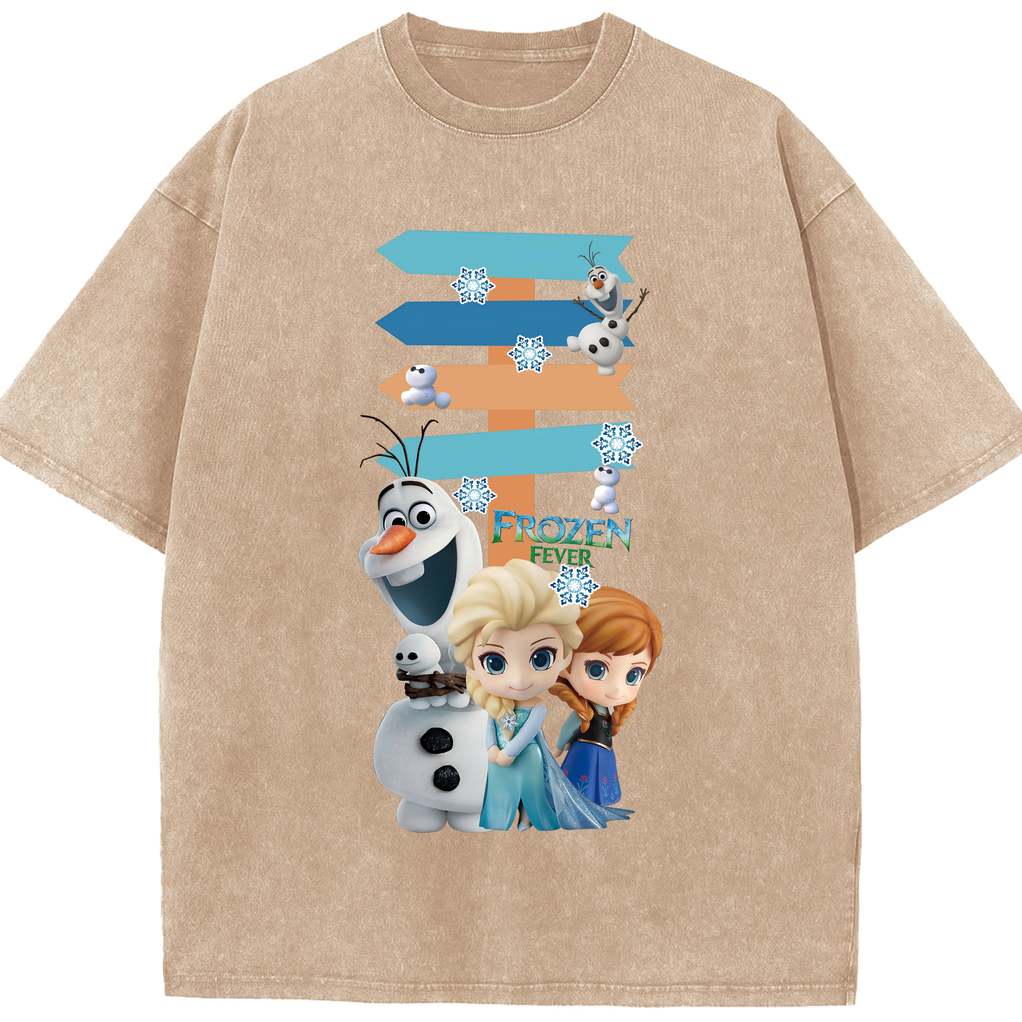 （画像用） アナと雪の女王 アンナ エルサ Frozen Anna Elsa 綿100% ヴィンテージ風 半袖Tシャツ（フロントプリント）