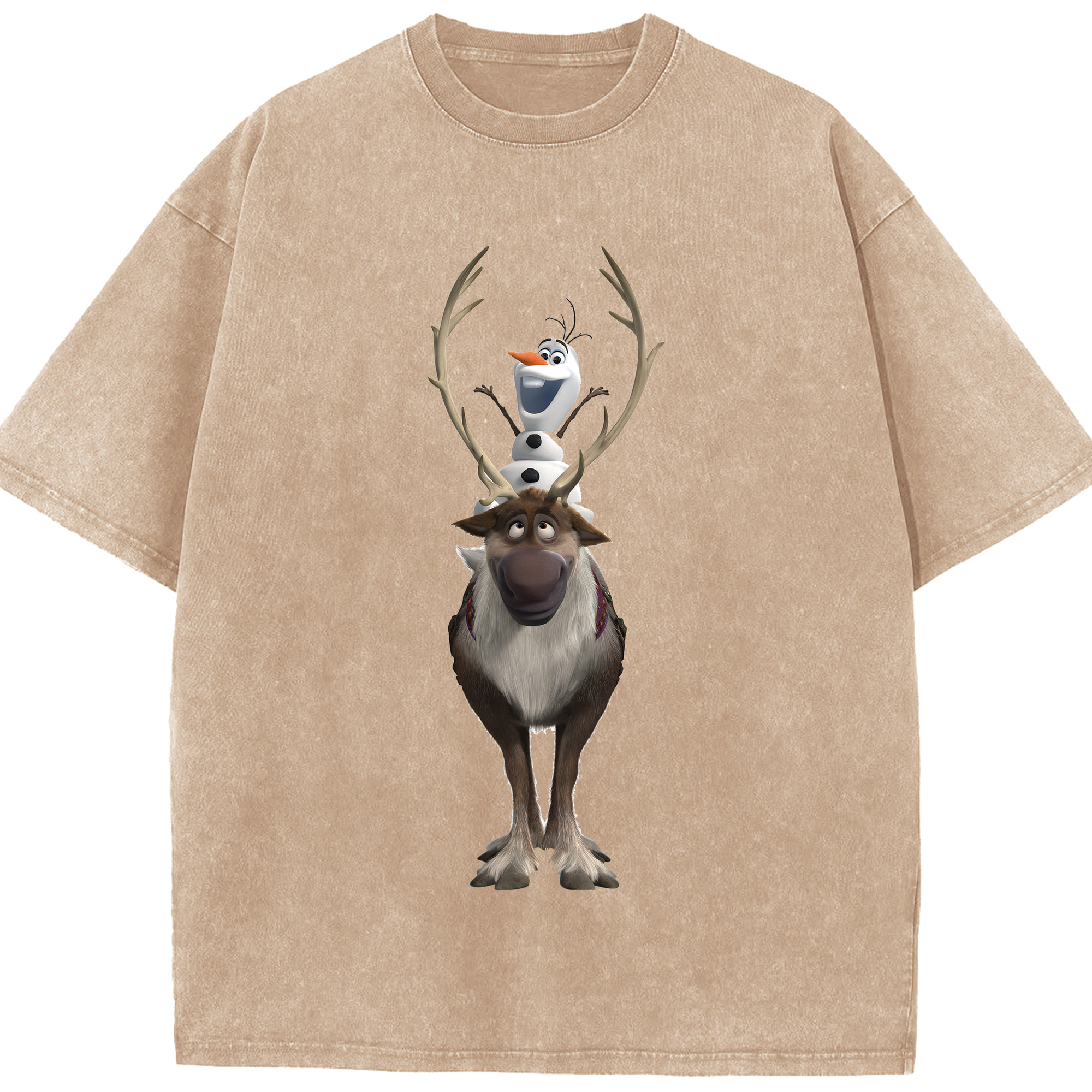 （画像用） アナと雪の女王 アンナ エルサ Frozen Anna Elsa 綿100% ヴィンテージ風 半袖Tシャツ（フロントプリント）