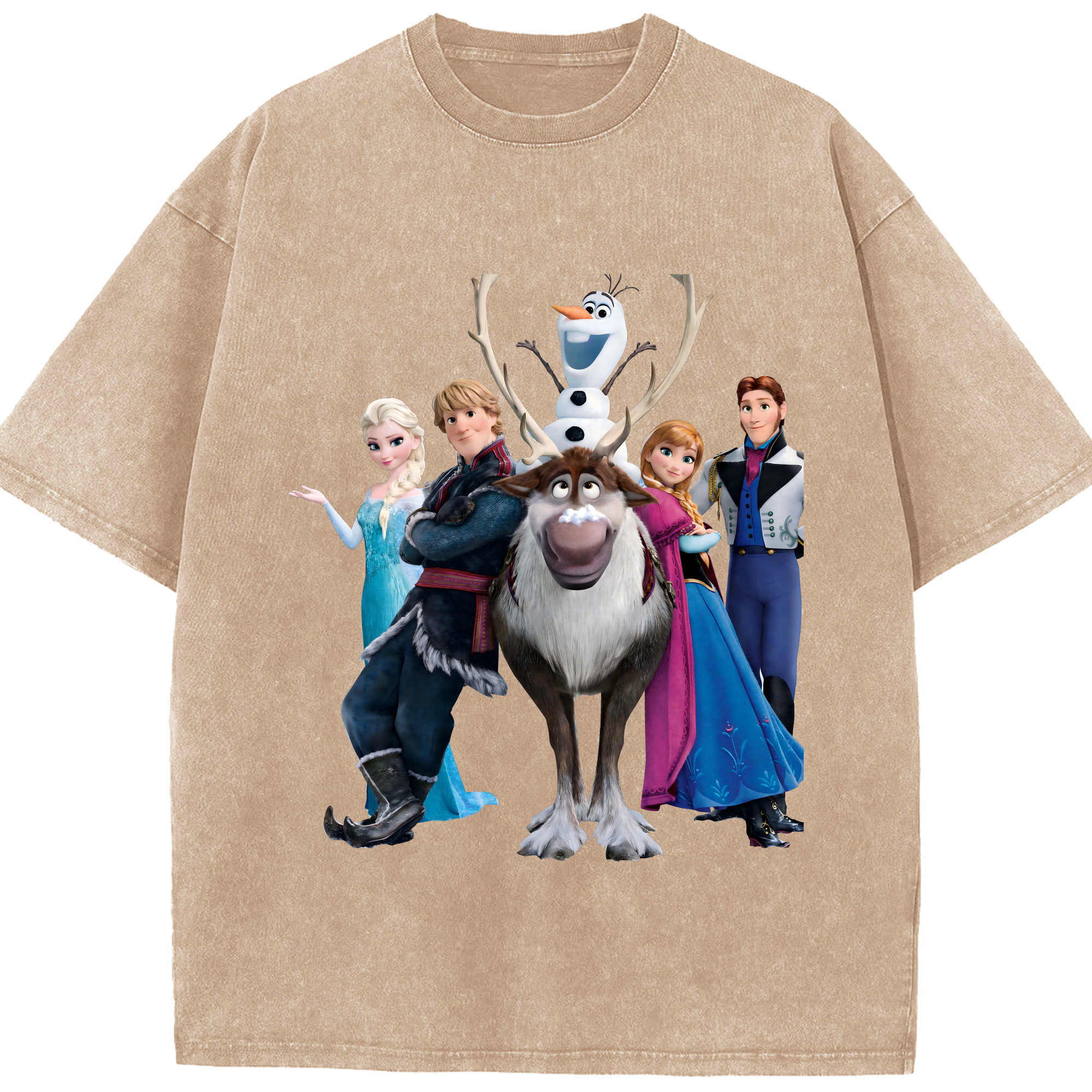 （画像用） アナと雪の女王 アンナ エルサ Frozen Anna Elsa 綿100% ヴィンテージ風 半袖Tシャツ（フロントプリント）