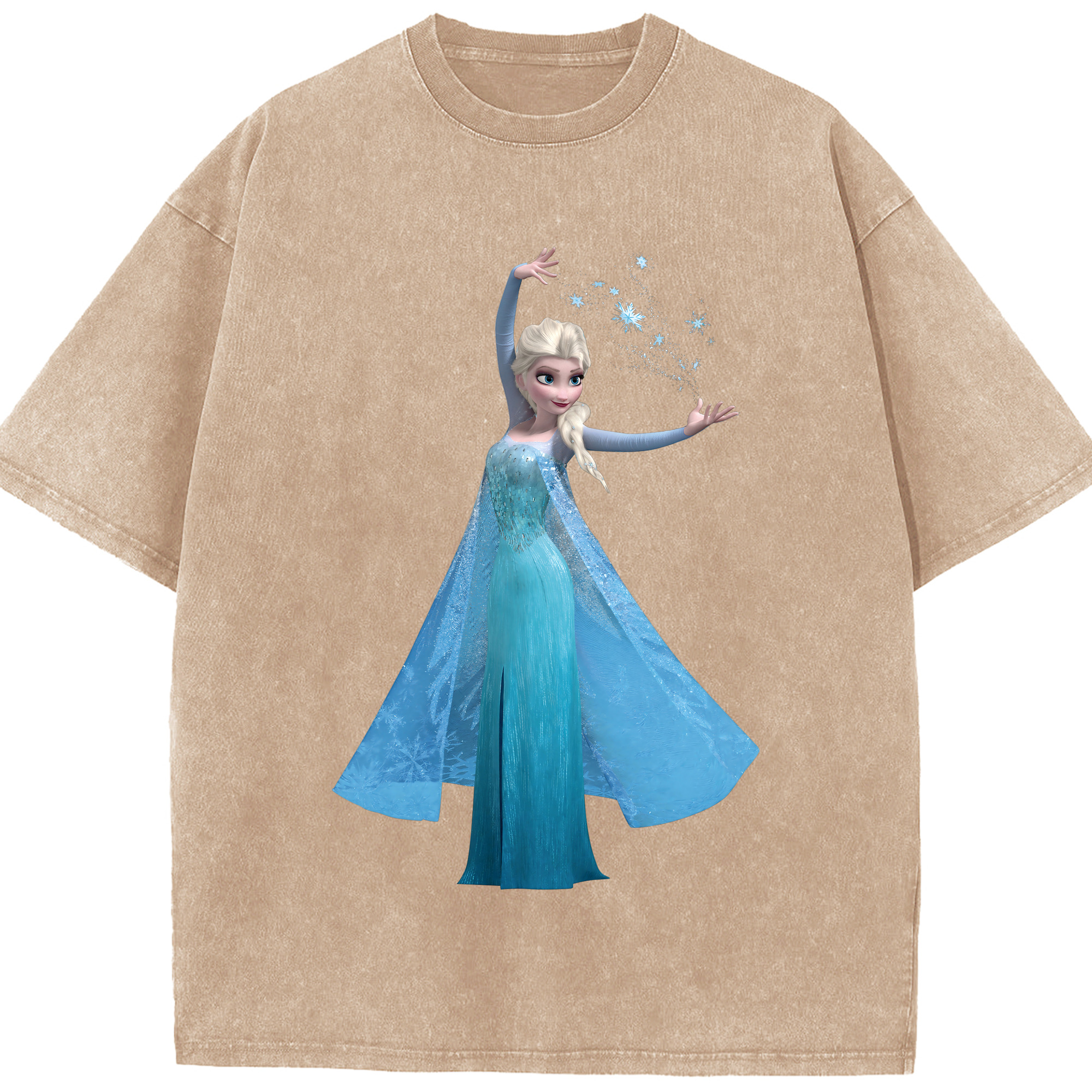 （画像用） アナと雪の女王 アンナ エルサ Frozen Anna Elsa 綿100% ヴィンテージ風 半袖Tシャツ（フロントプリント）