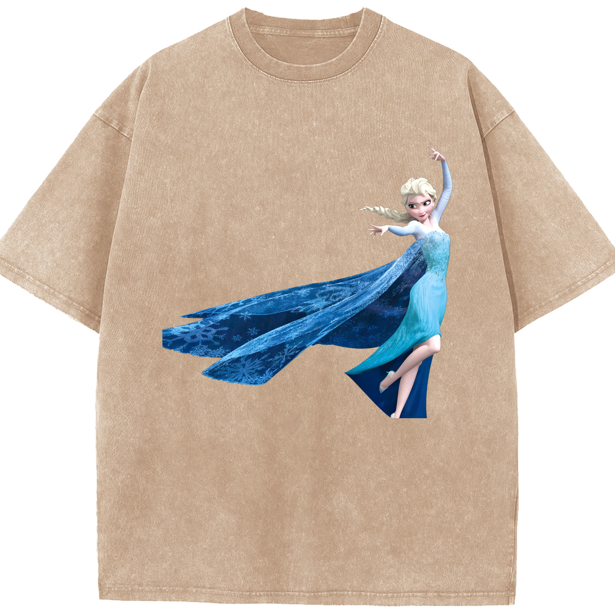 （画像用） アナと雪の女王 アンナ エルサ Frozen Anna Elsa 綿100% ヴィンテージ風 半袖Tシャツ（フロントプリント）