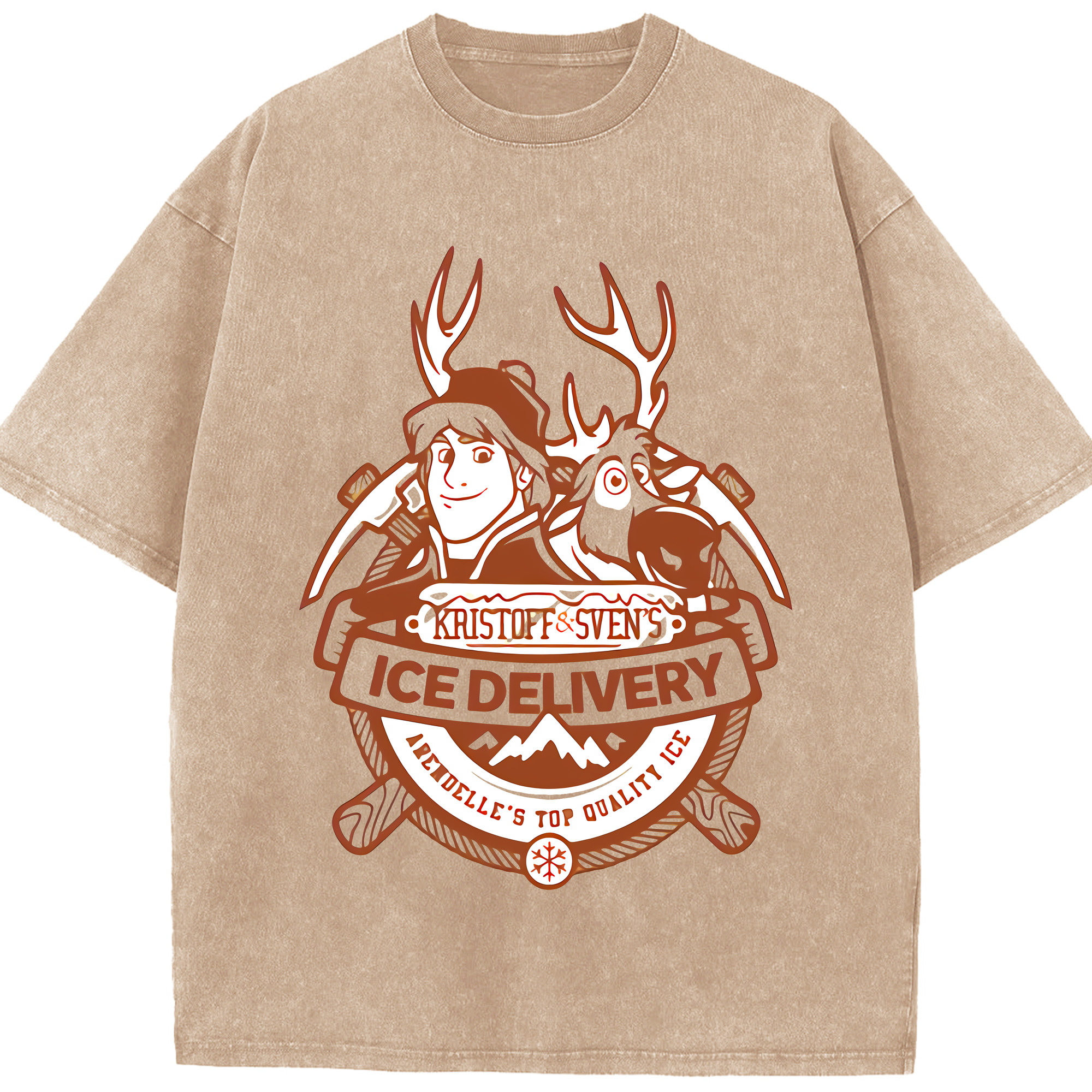 （画像用） アナと雪の女王 アンナ エルサ Frozen Anna Elsa 綿100% ヴィンテージ風 半袖Tシャツ（フロントプリント）
