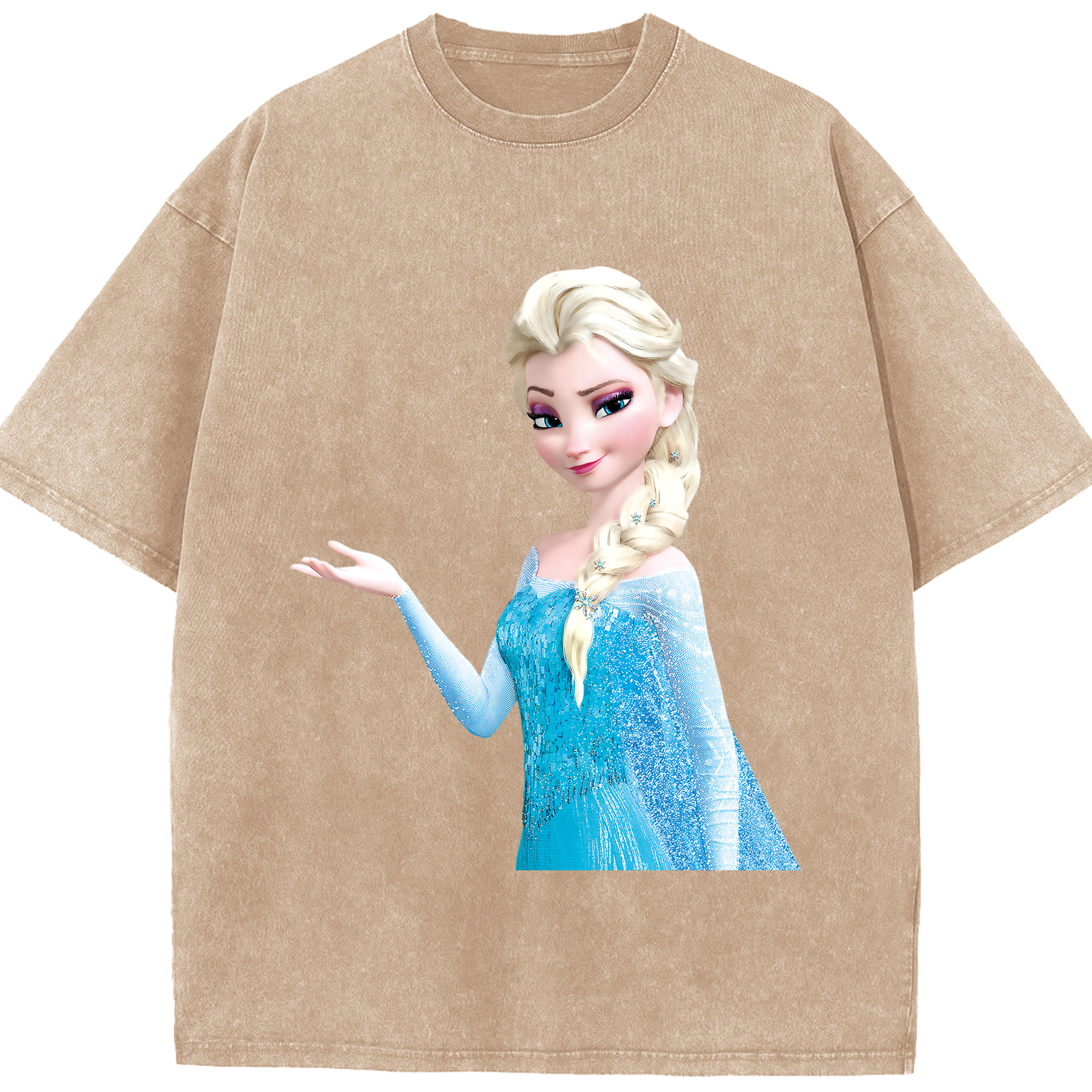 （画像用） アナと雪の女王 アンナ エルサ Frozen Anna Elsa 綿100% ヴィンテージ風 半袖Tシャツ（フロントプリント）