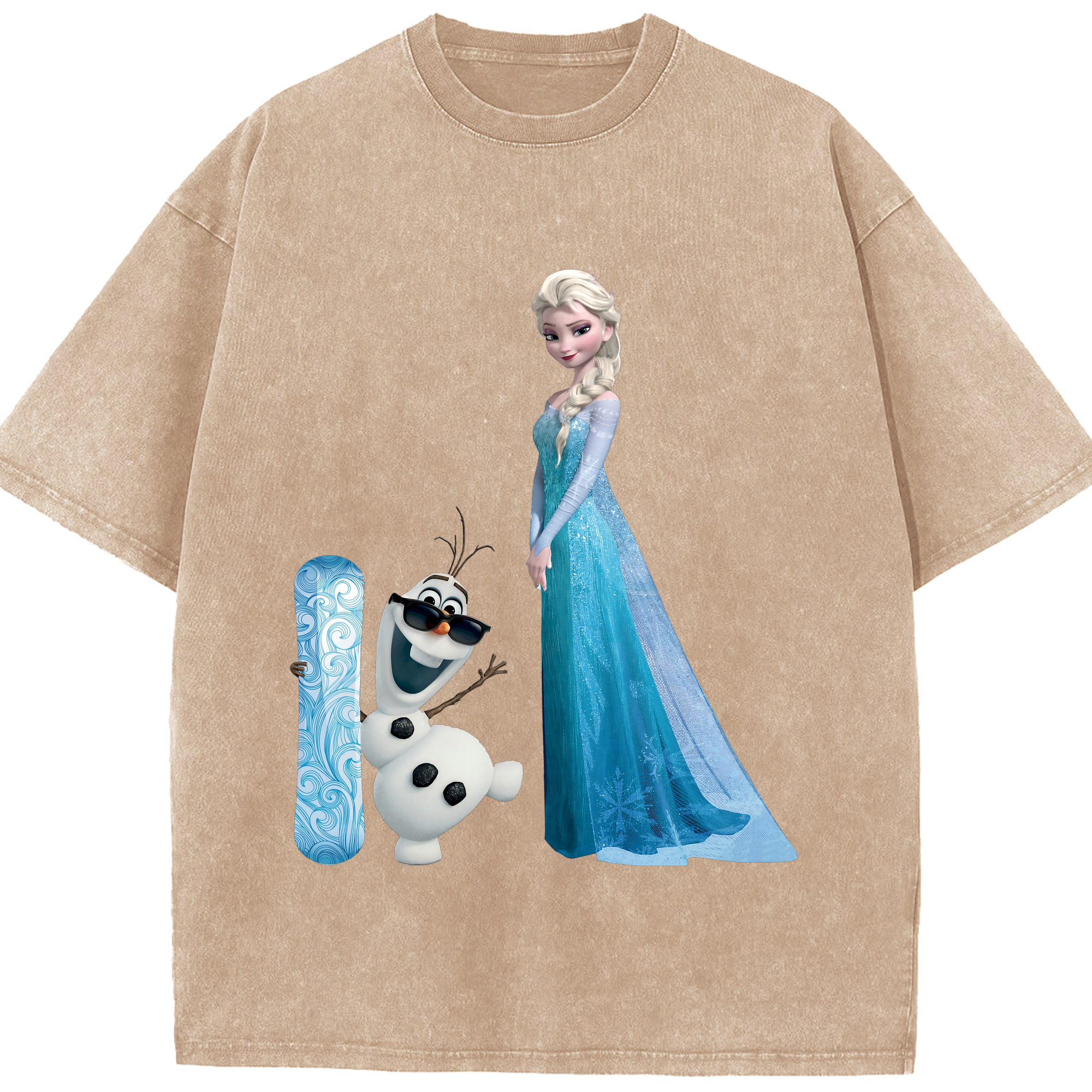 （画像用） アナと雪の女王 アンナ エルサ Frozen Anna Elsa 綿100% ヴィンテージ風 半袖Tシャツ（フロントプリント）