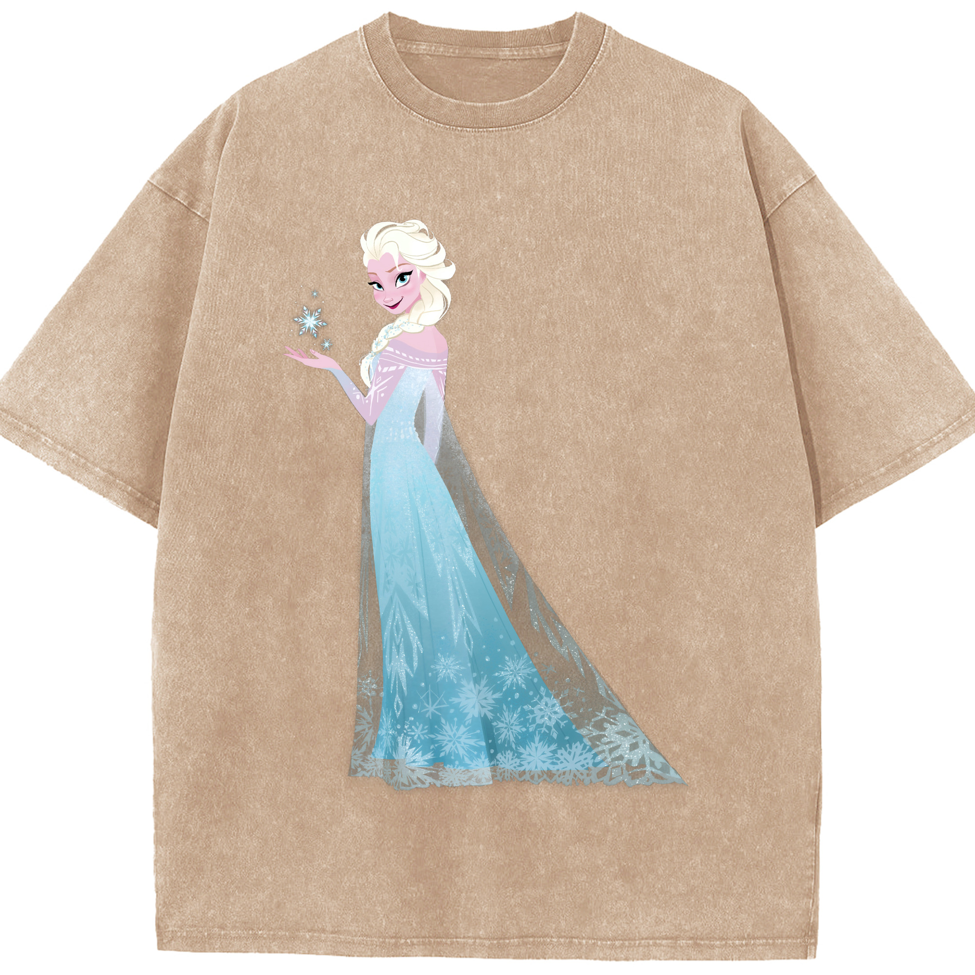 （画像用） アナと雪の女王 アンナ エルサ Frozen Anna Elsa 綿100% ヴィンテージ風 半袖Tシャツ（フロントプリント）