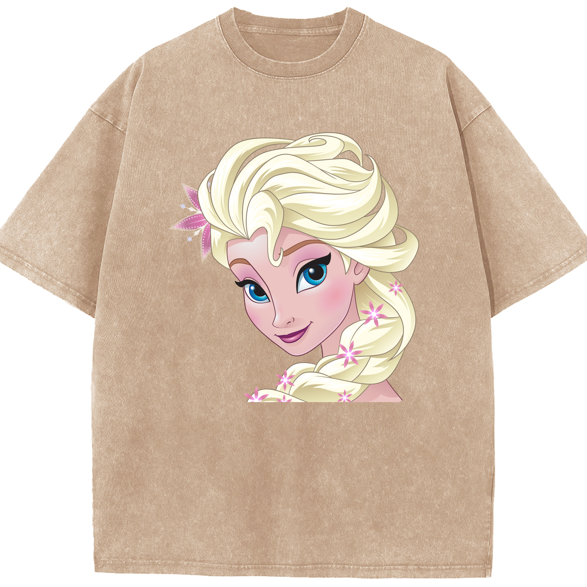 （画像用） アナと雪の女王 アンナ エルサ Frozen Anna Elsa 綿100% ヴィンテージ風 半袖Tシャツ（フロントプリント）