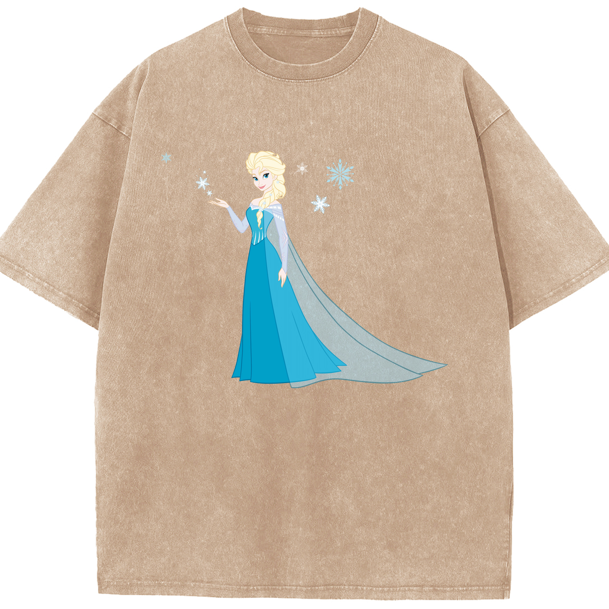 （画像用） アナと雪の女王 アンナ エルサ Frozen Anna Elsa 綿100% ヴィンテージ風 半袖Tシャツ（フロントプリント）