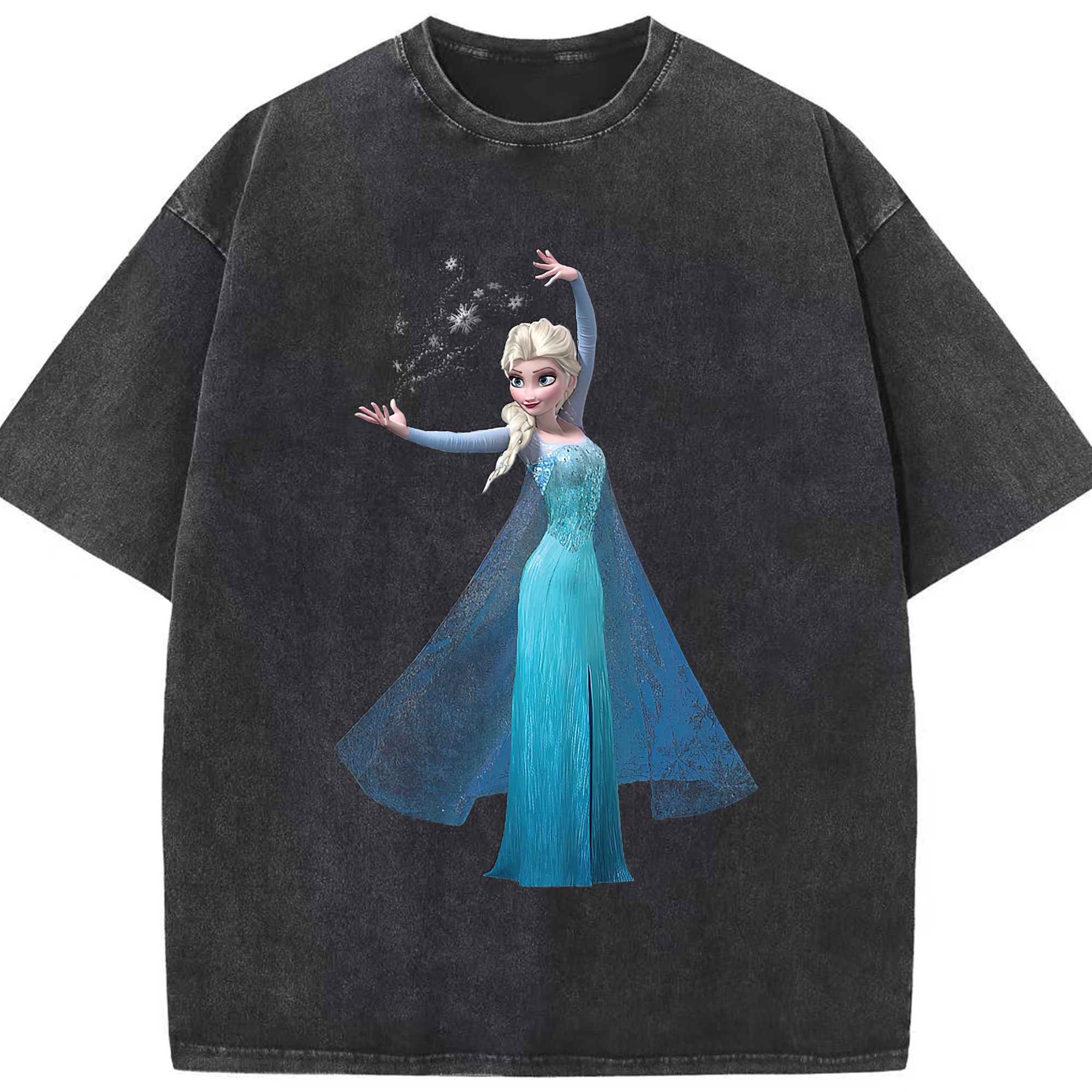 （画像用） アナと雪の女王 アンナ エルサ Frozen Anna Elsa 綿100% ヴィンテージ風 半袖Tシャツ（フロントプリント）