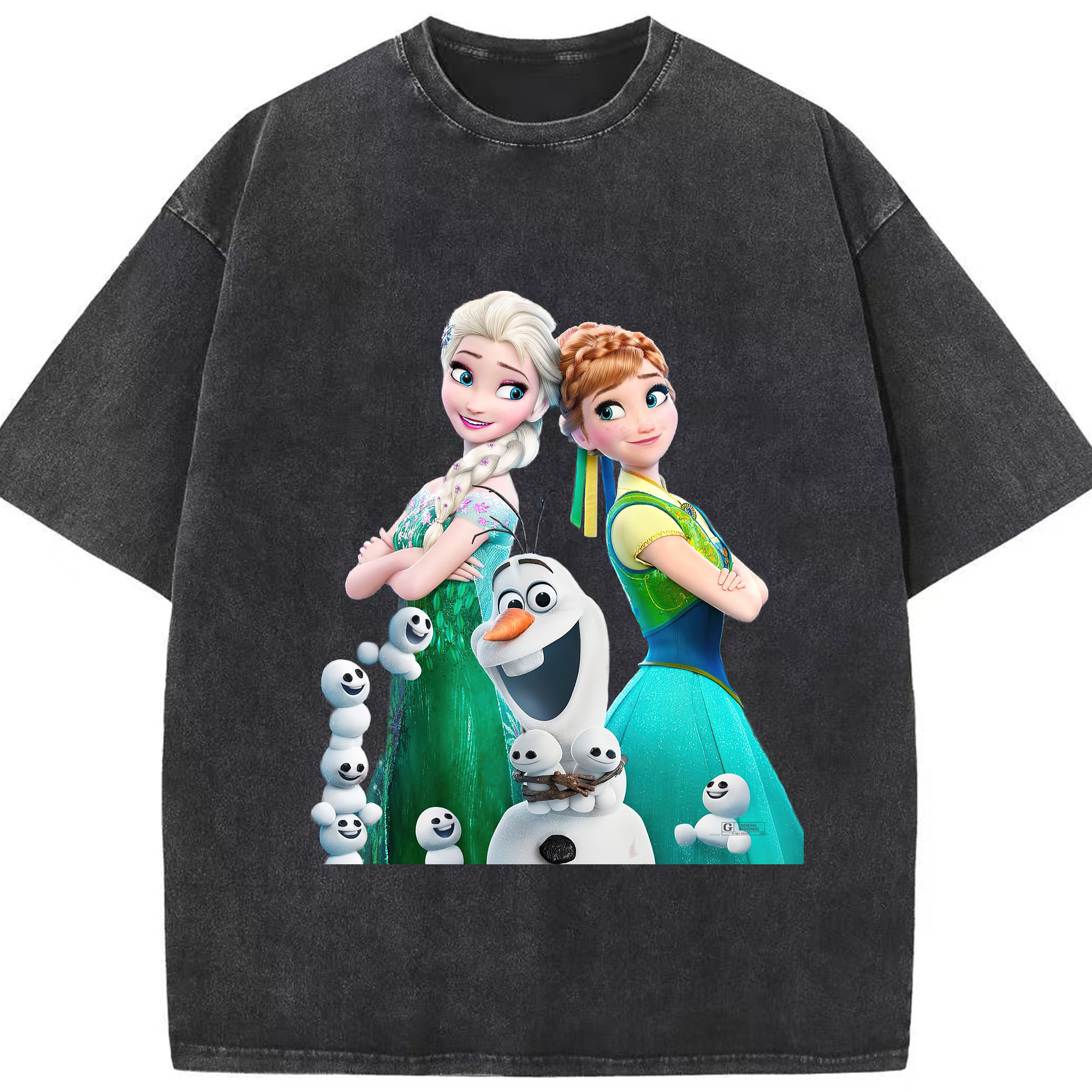 （画像用） アナと雪の女王 アンナ エルサ Frozen Anna Elsa 綿100% ヴィンテージ風 半袖Tシャツ（フロントプリント）