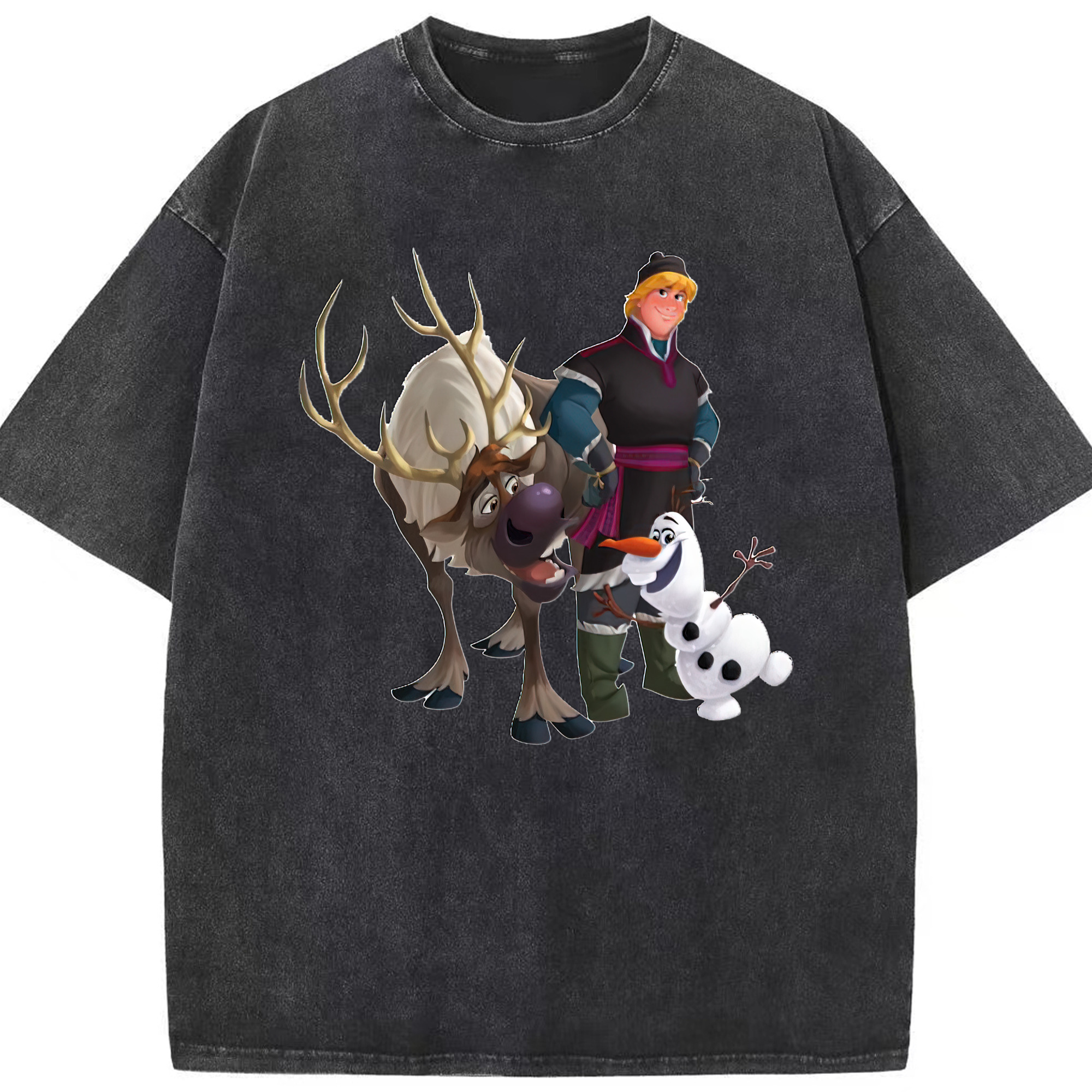 （画像用） アナと雪の女王 アンナ エルサ Frozen Anna Elsa 綿100% ヴィンテージ風 半袖Tシャツ（フロントプリント）