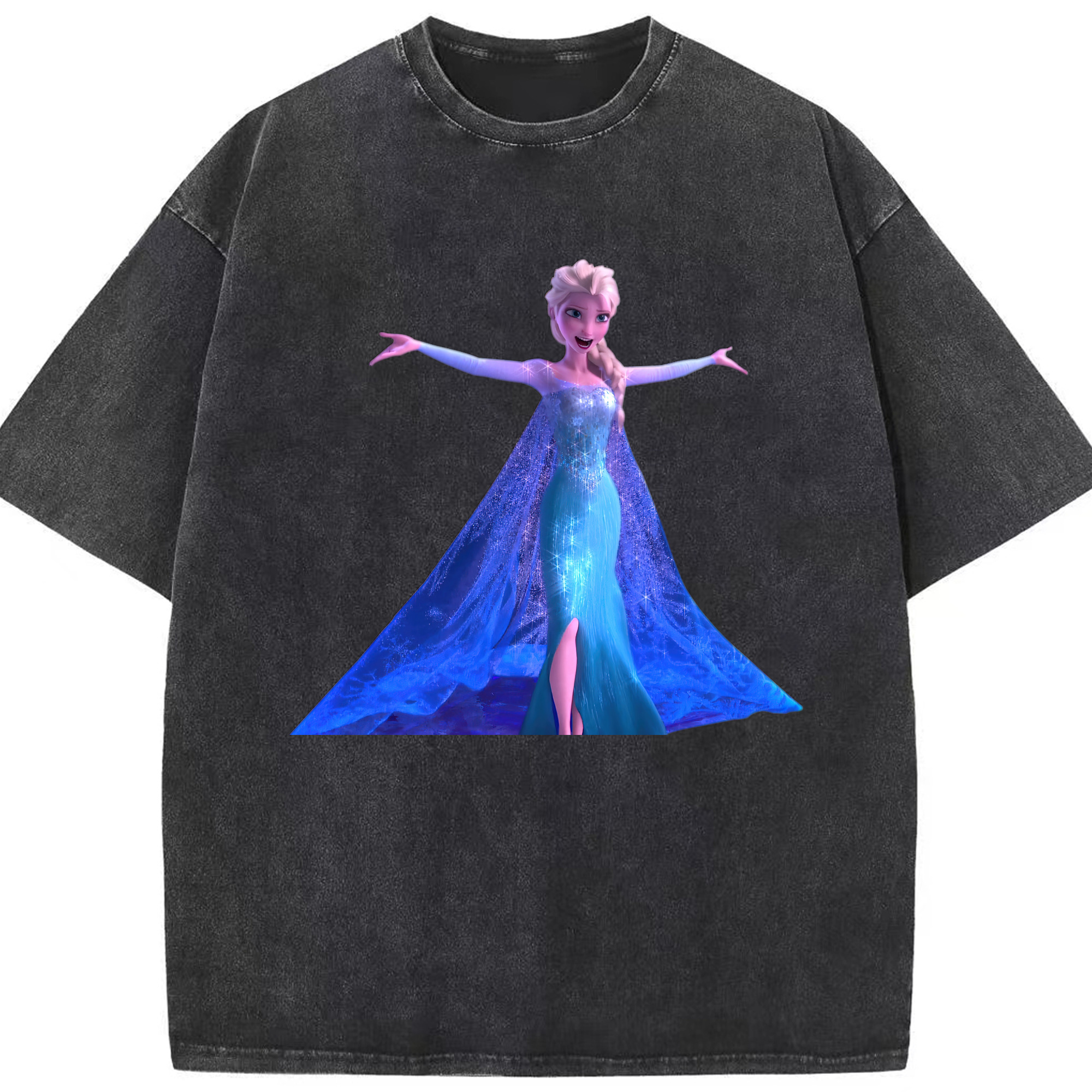 （画像用） アナと雪の女王 アンナ エルサ Frozen Anna Elsa 綿100% ヴィンテージ風 半袖Tシャツ（フロントプリント）