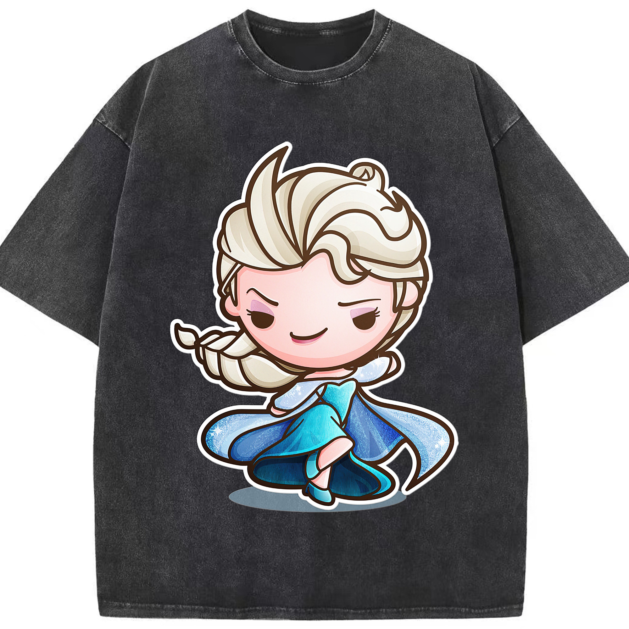 （画像用） アナと雪の女王 アンナ エルサ Frozen Anna Elsa 綿100% ヴィンテージ風 半袖Tシャツ（フロントプリント）