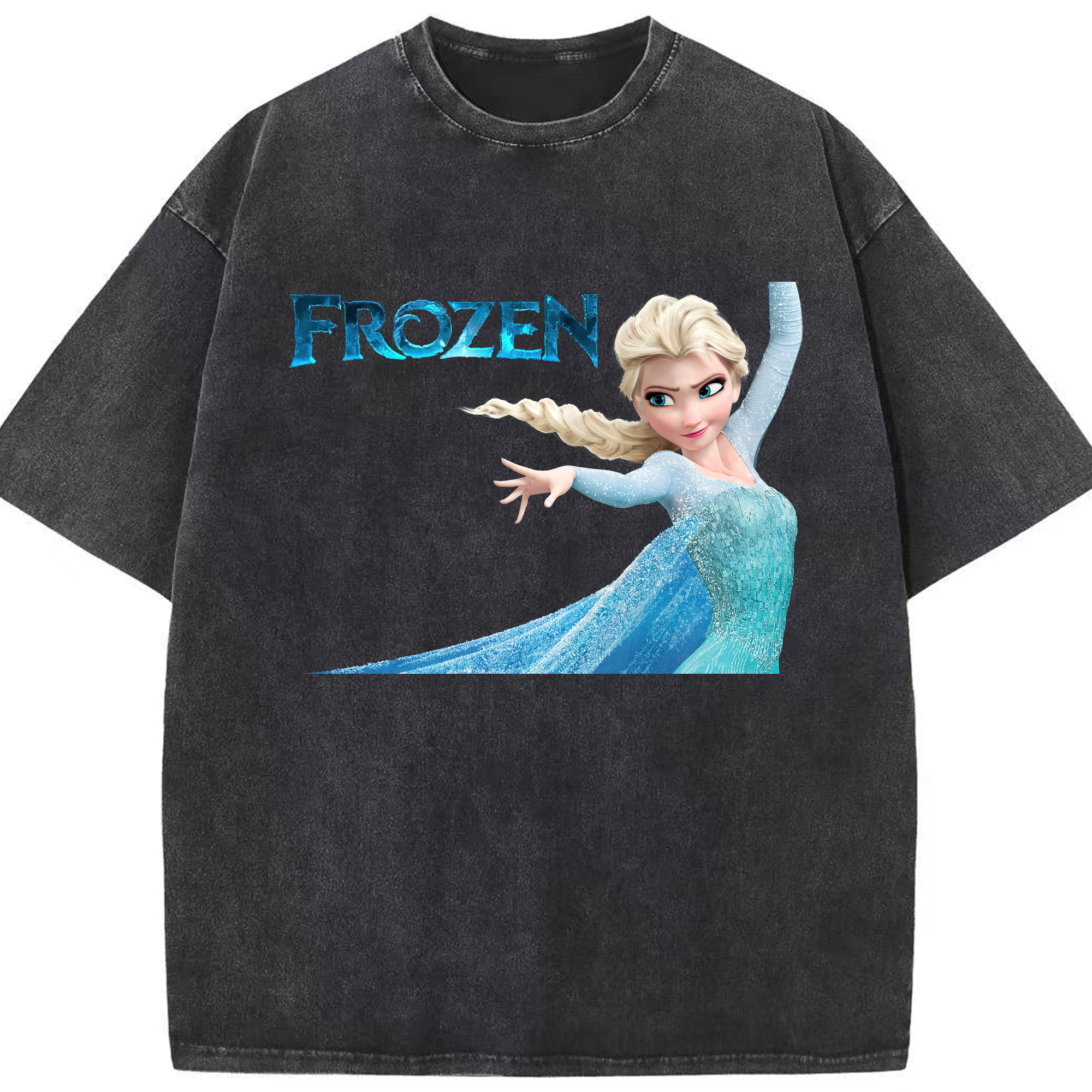 （画像用） アナと雪の女王 アンナ エルサ Frozen Anna Elsa 綿100% ヴィンテージ風 半袖Tシャツ（フロントプリント）