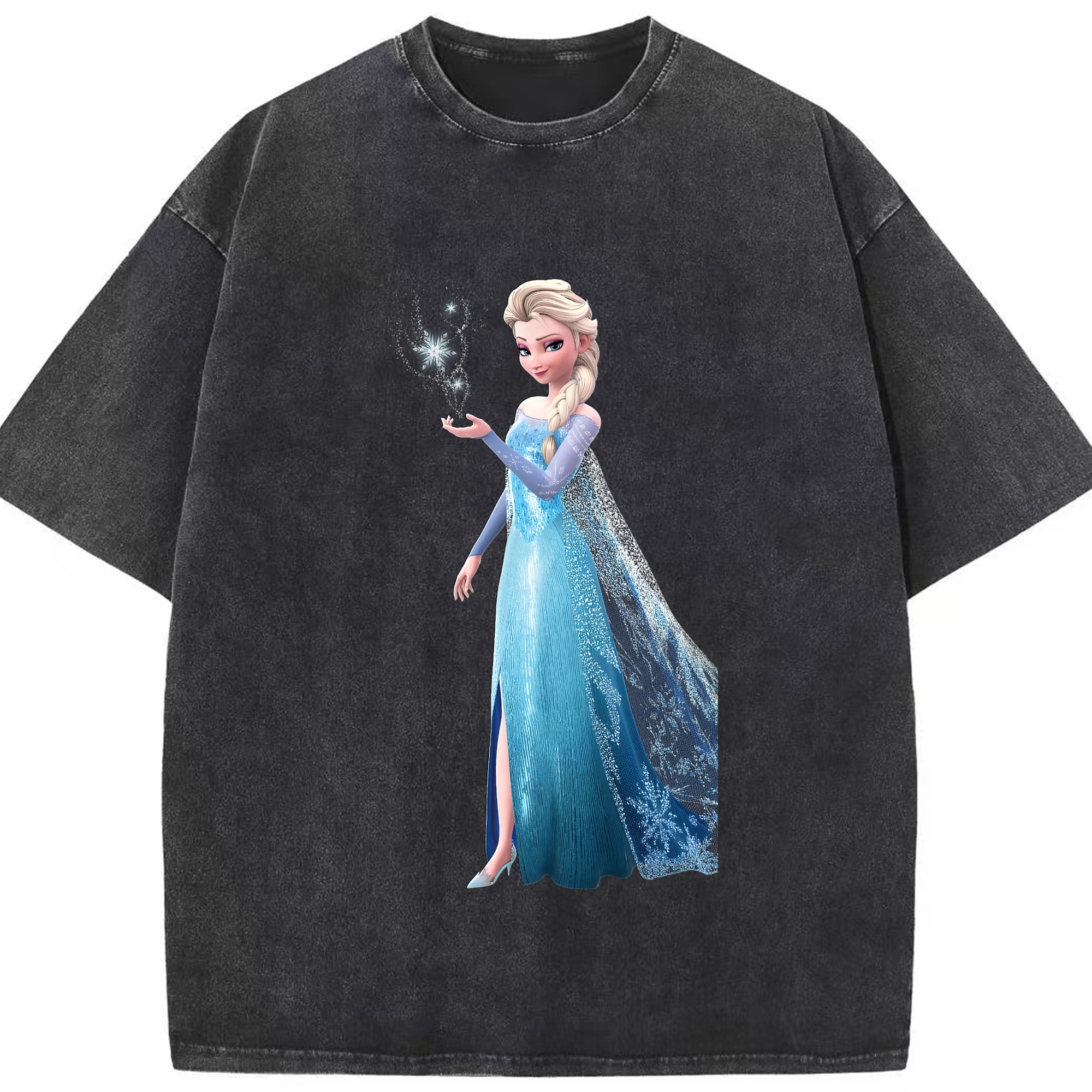 （画像用） アナと雪の女王 アンナ エルサ Frozen Anna Elsa 綿100% ヴィンテージ風 半袖Tシャツ（フロントプリント）