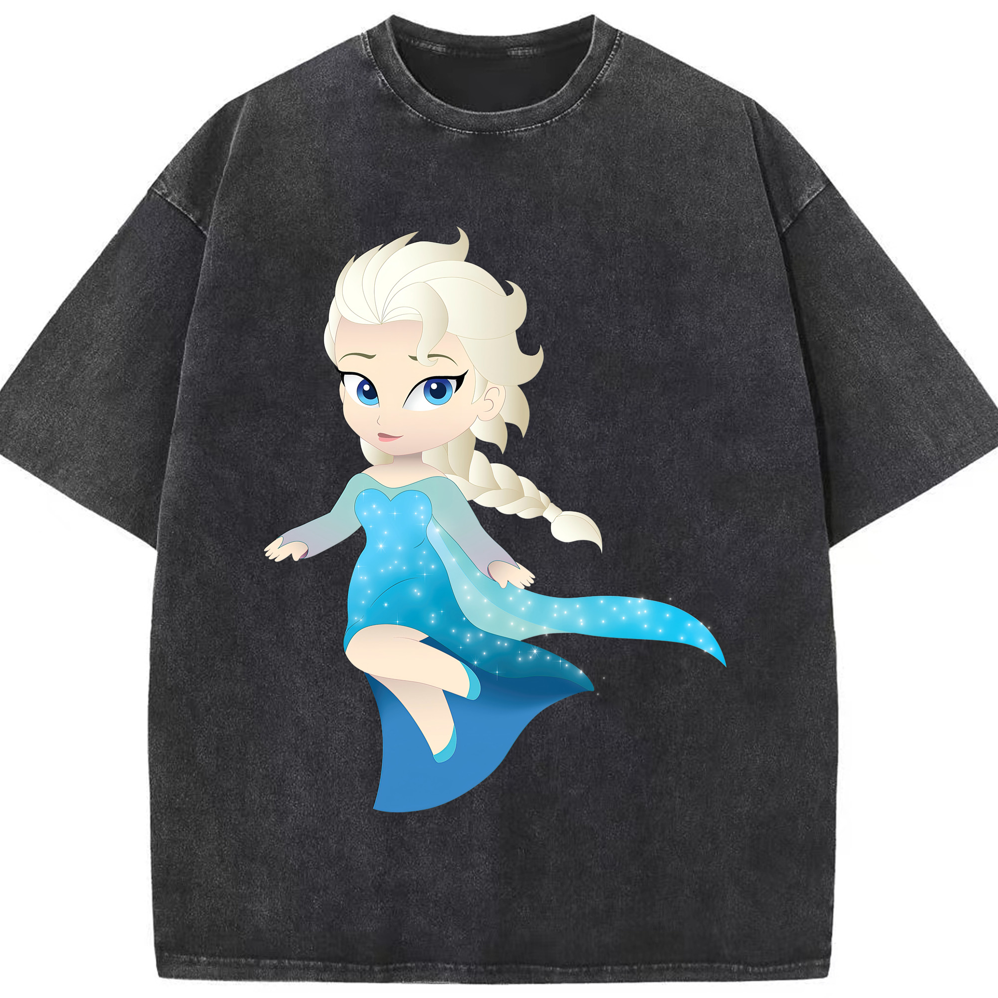 （画像用） アナと雪の女王 アンナ エルサ Frozen Anna Elsa 綿100% ヴィンテージ風 半袖Tシャツ（フロントプリント）