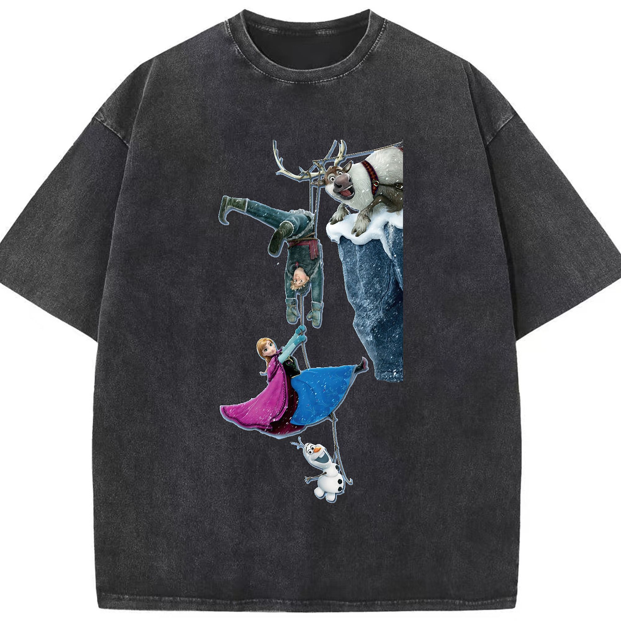 （画像用） アナと雪の女王 アンナ エルサ Frozen Anna Elsa 綿100% ヴィンテージ風 半袖Tシャツ（フロントプリント）