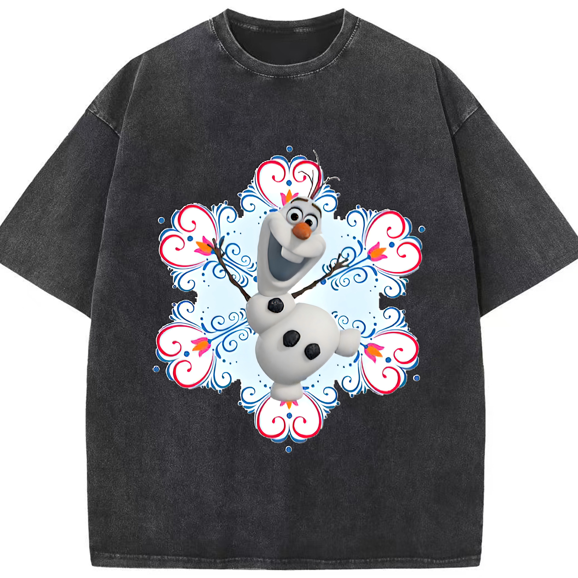 （画像用） アナと雪の女王 アンナ エルサ Frozen Anna Elsa 綿100% ヴィンテージ風 半袖Tシャツ（フロントプリント）
