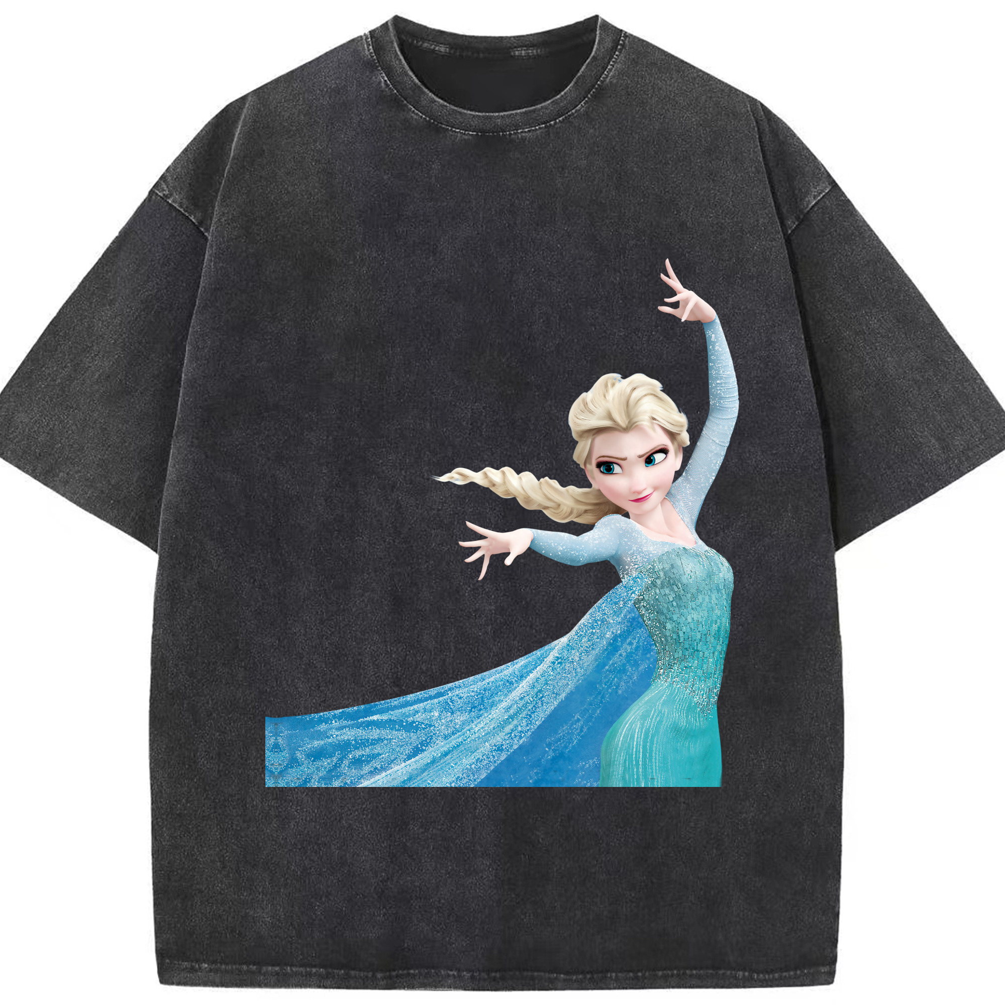 （画像用） アナと雪の女王 アンナ エルサ Frozen Anna Elsa 綿100% ヴィンテージ風 半袖Tシャツ（フロントプリント）