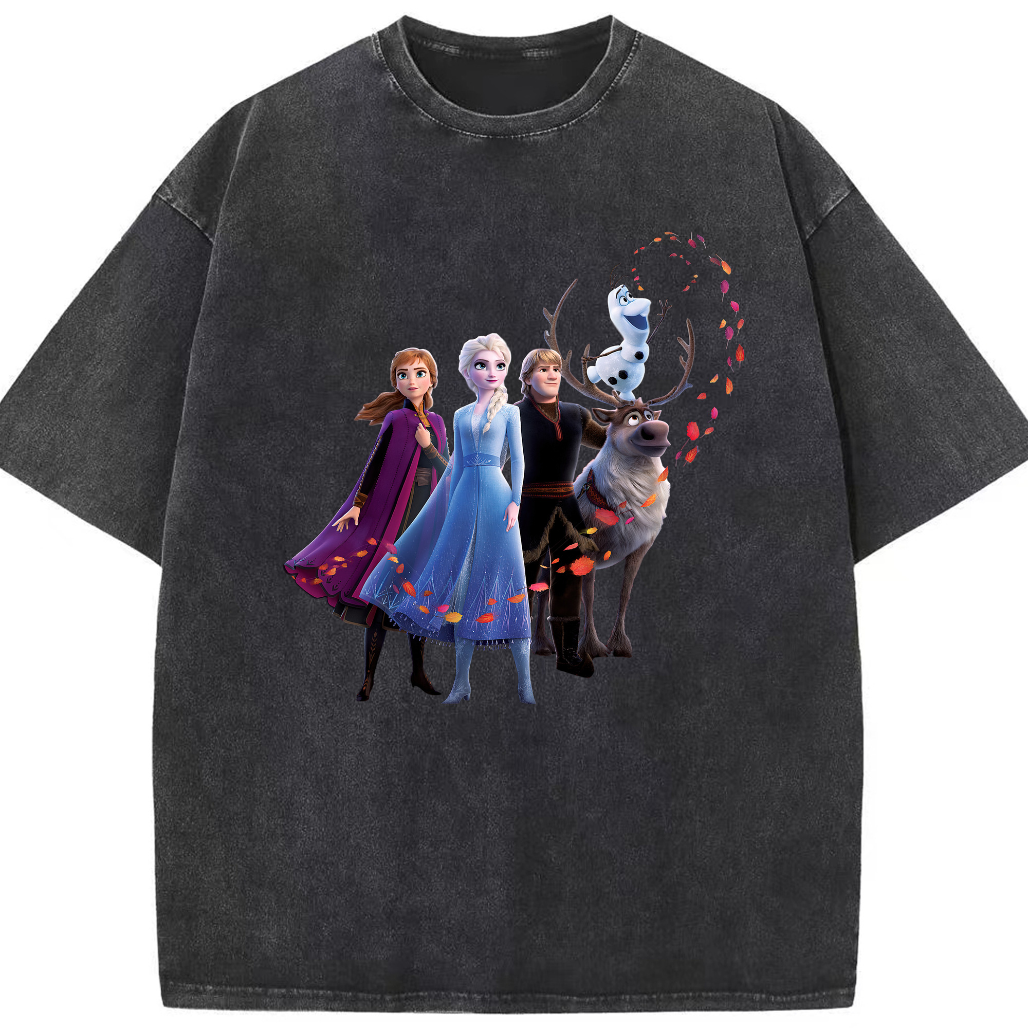 （画像用） アナと雪の女王 アンナ エルサ Frozen Anna Elsa 綿100% ヴィンテージ風 半袖Tシャツ（フロントプリント）