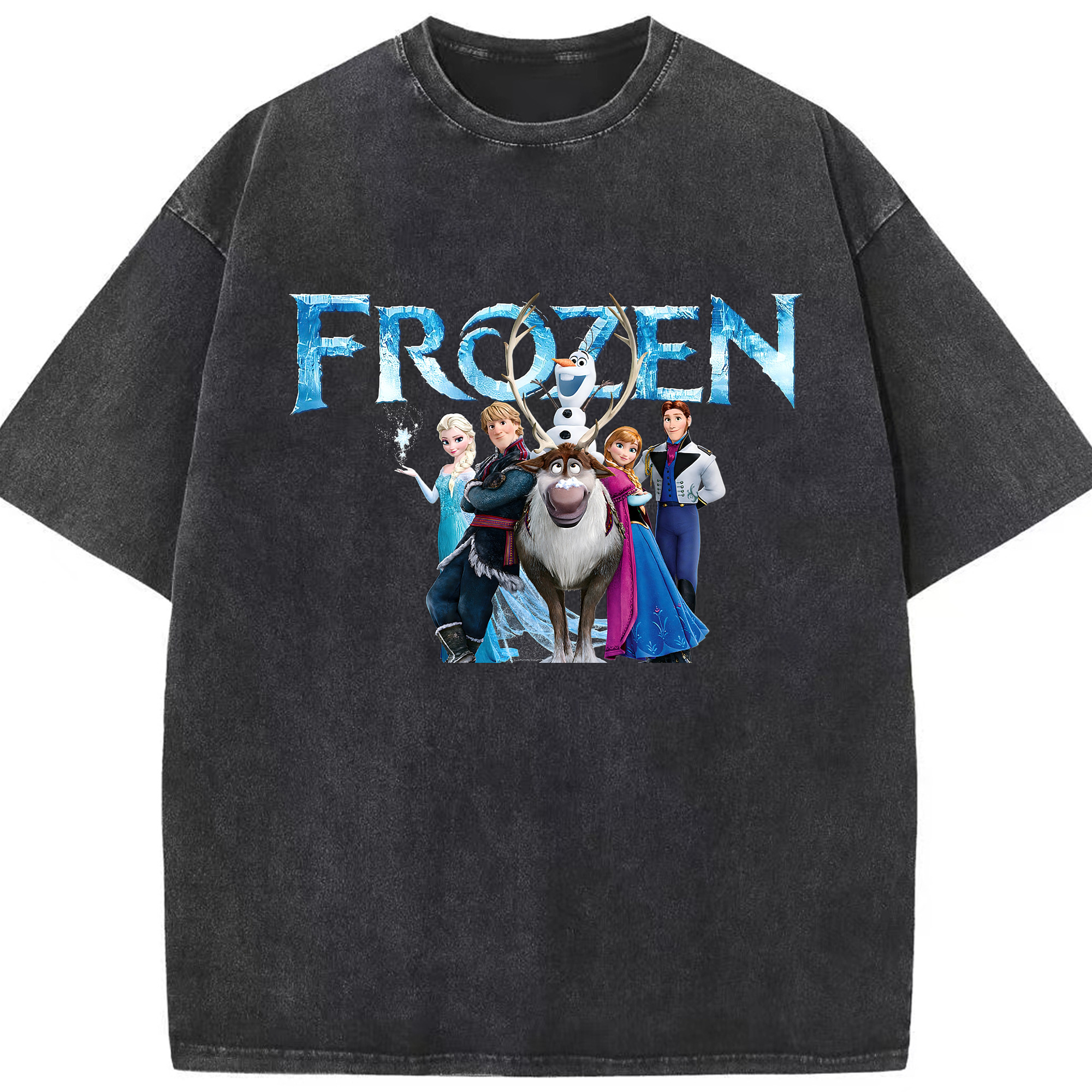 （画像用） アナと雪の女王 アンナ エルサ Frozen Anna Elsa 綿100% ヴィンテージ風 半袖Tシャツ（フロントプリント）