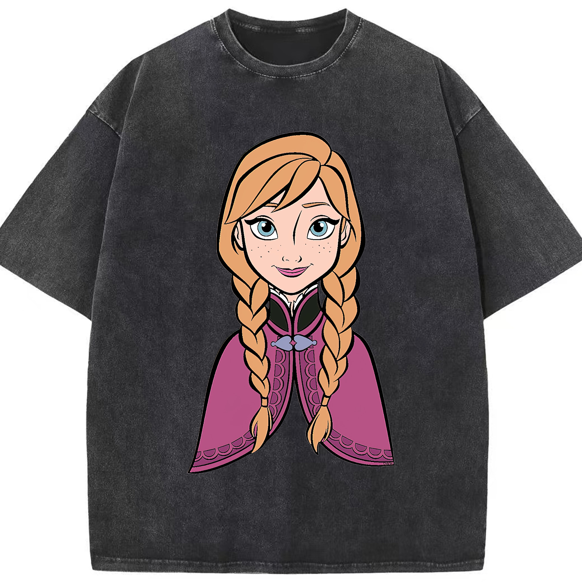（画像用） アナと雪の女王 アンナ エルサ Frozen Anna Elsa 綿100% ヴィンテージ風 半袖Tシャツ（フロントプリント）