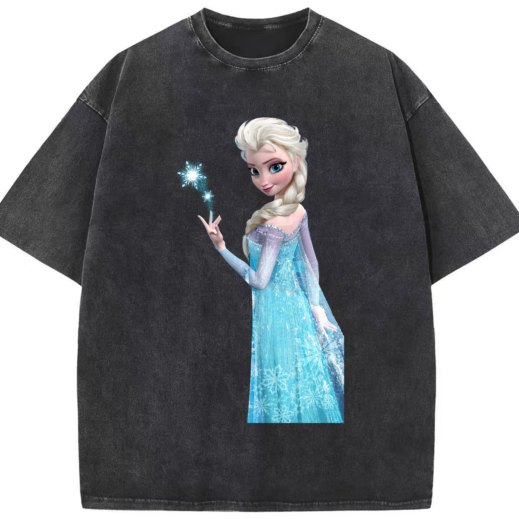 （画像用） アナと雪の女王 アンナ エルサ Frozen Anna Elsa 綿100% ヴィンテージ風 半袖Tシャツ（フロントプリント）