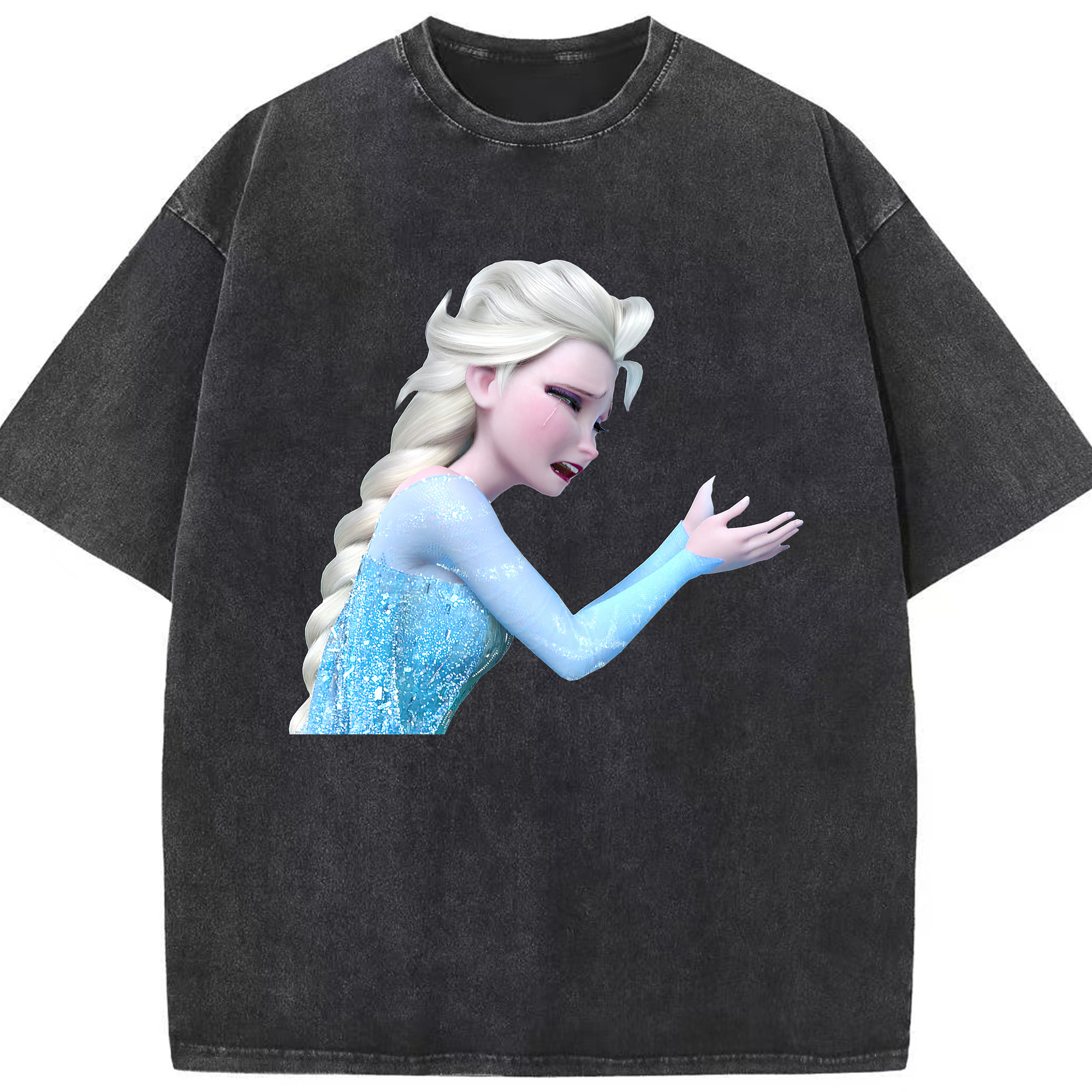 （画像用） アナと雪の女王 アンナ エルサ Frozen Anna Elsa 綿100% ヴィンテージ風 半袖Tシャツ（フロントプリント）