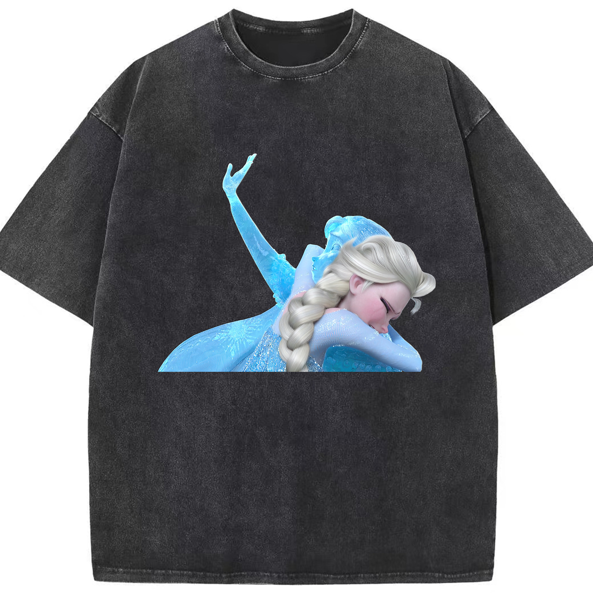 （画像用） アナと雪の女王 アンナ エルサ Frozen Anna Elsa 綿100% ヴィンテージ風 半袖Tシャツ（フロントプリント）