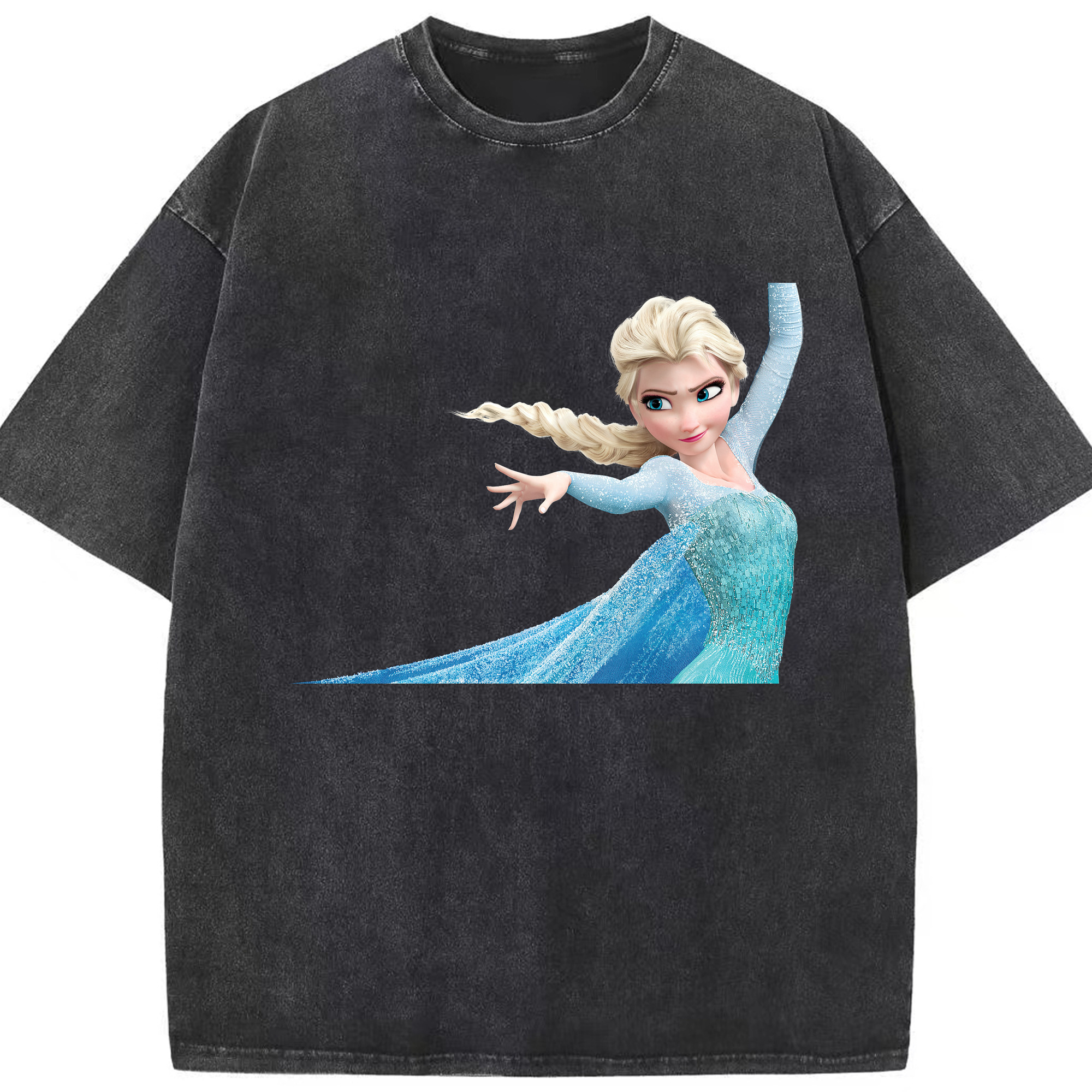（画像用） アナと雪の女王 アンナ エルサ Frozen Anna Elsa 綿100% ヴィンテージ風 半袖Tシャツ（フロントプリント）