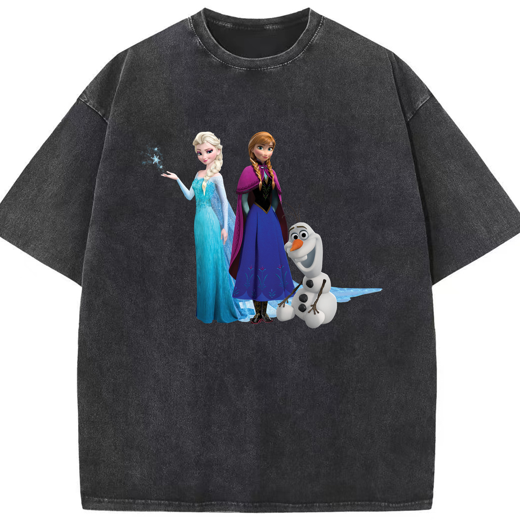 （画像用） アナと雪の女王 アンナ エルサ Frozen Anna Elsa 綿100% ヴィンテージ風 半袖Tシャツ（フロントプリント）