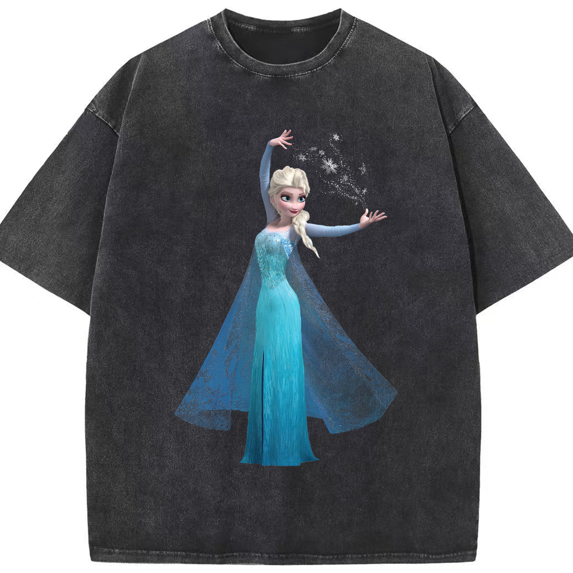 （画像用） アナと雪の女王 アンナ エルサ Frozen Anna Elsa 綿100% ヴィンテージ風 半袖Tシャツ（フロントプリント）