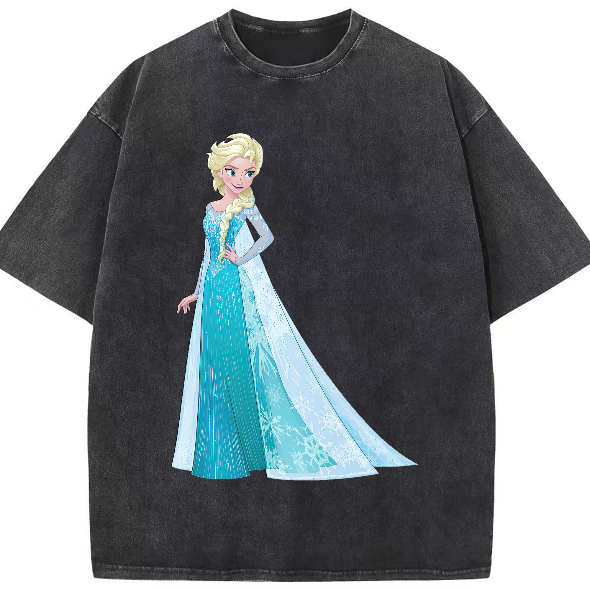 （画像用） アナと雪の女王 アンナ エルサ Frozen Anna Elsa 綿100% ヴィンテージ風 半袖Tシャツ（フロントプリント）