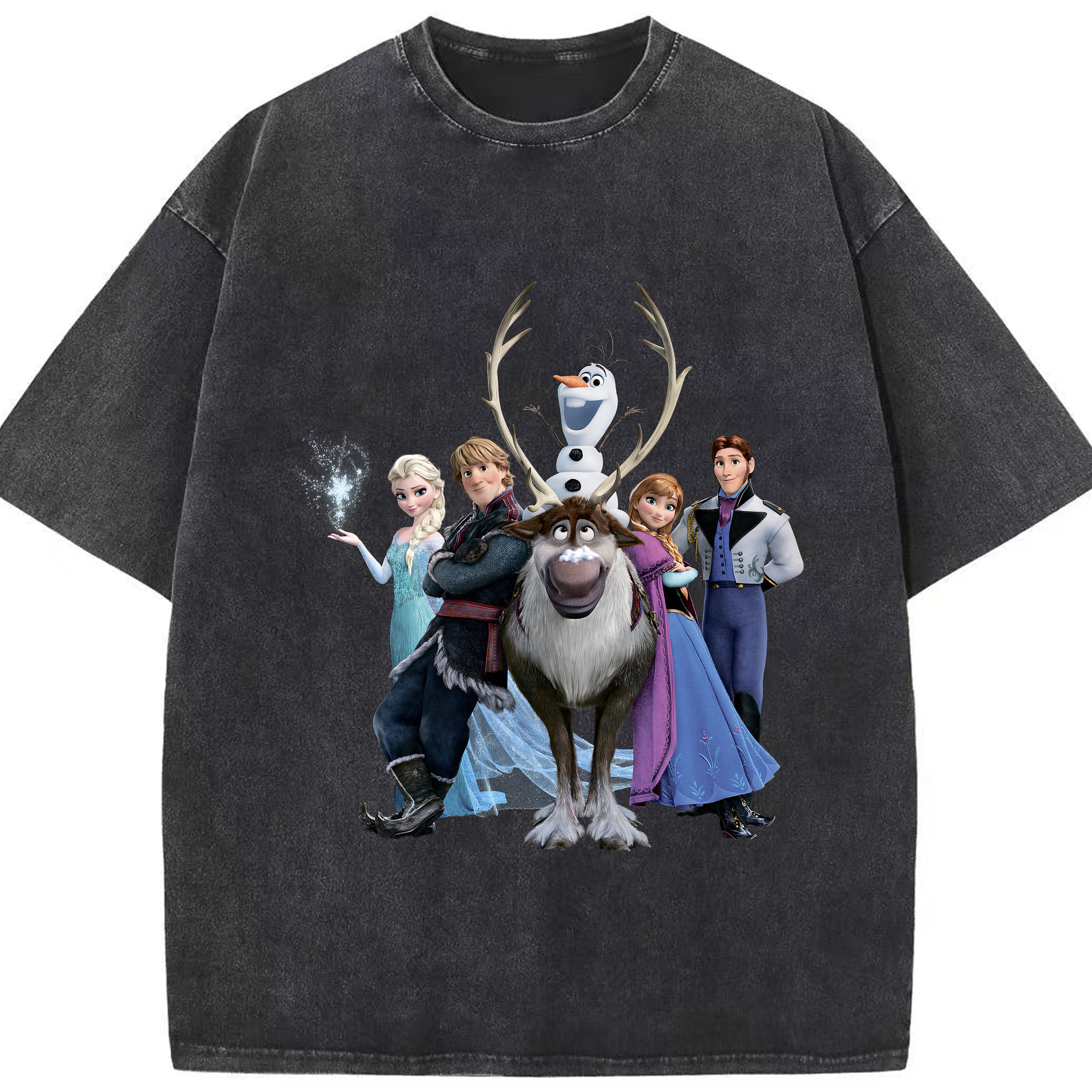 （画像用） アナと雪の女王 アンナ エルサ Frozen Anna Elsa 綿100% ヴィンテージ風 半袖Tシャツ（フロントプリント）