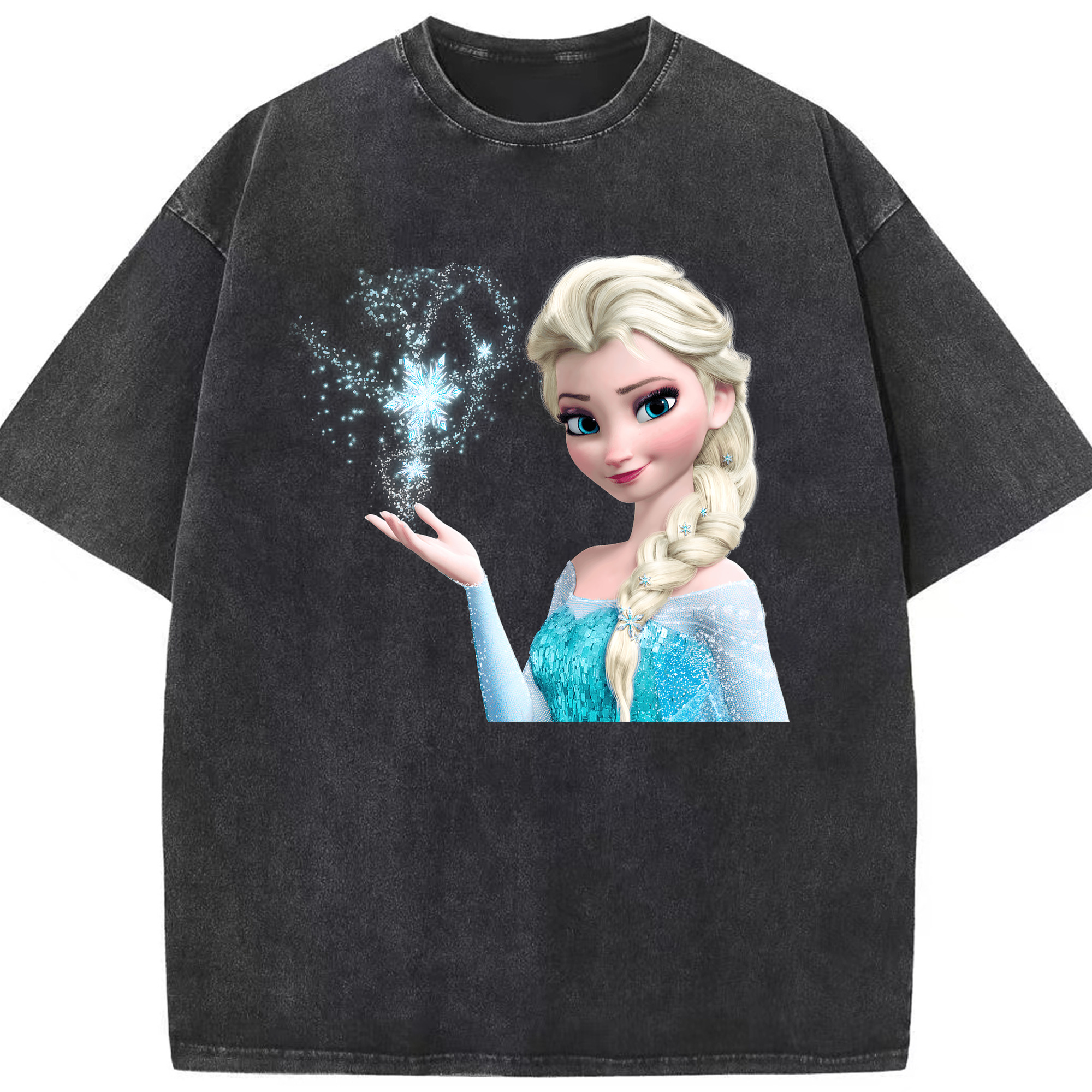 （画像用） アナと雪の女王 アンナ エルサ Frozen Anna Elsa 綿100% ヴィンテージ風 半袖Tシャツ（フロントプリント）