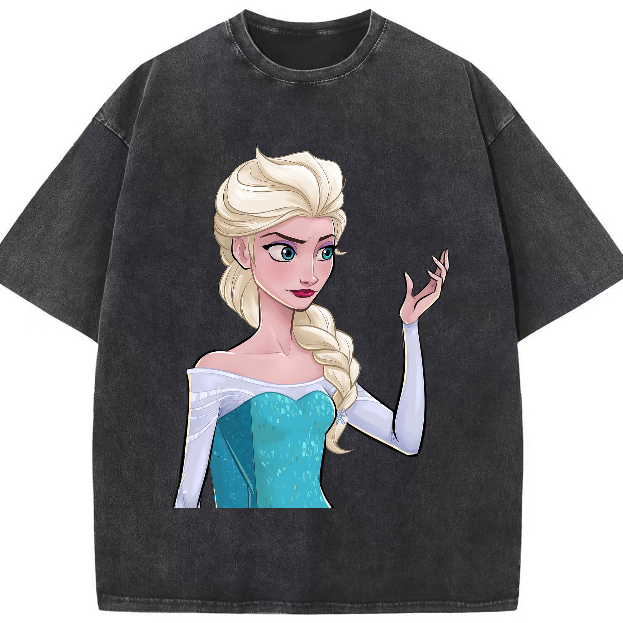 （画像用） アナと雪の女王 アンナ エルサ Frozen Anna Elsa 綿100% ヴィンテージ風 半袖Tシャツ（フロントプリント）