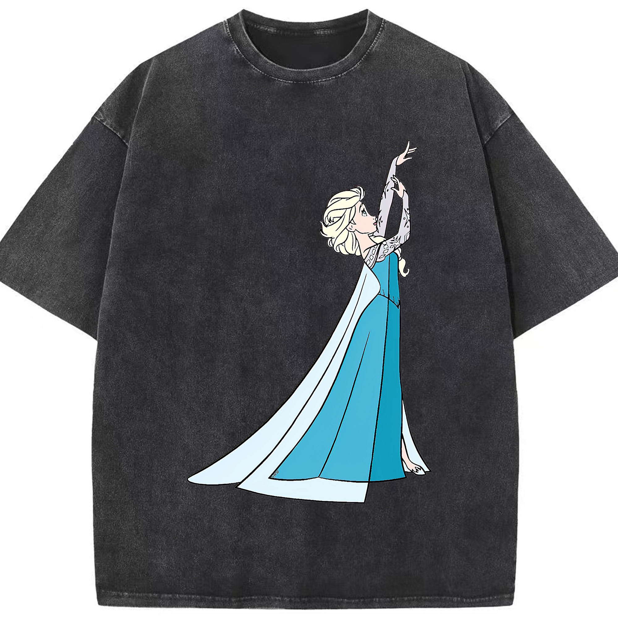 （画像用） アナと雪の女王 アンナ エルサ Frozen Anna Elsa 綿100% ヴィンテージ風 半袖Tシャツ（フロントプリント）