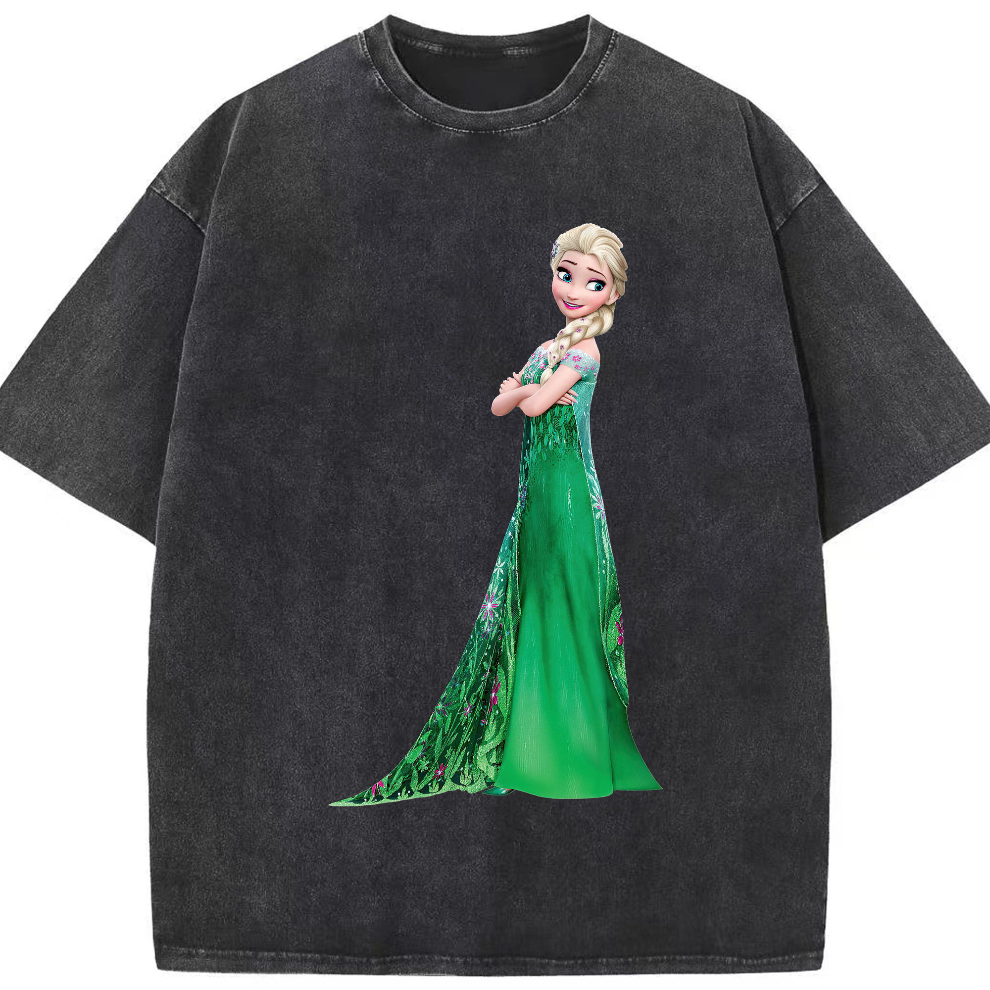 （画像用） アナと雪の女王 アンナ エルサ Frozen Anna Elsa 綿100% ヴィンテージ風 半袖Tシャツ（フロントプリント）