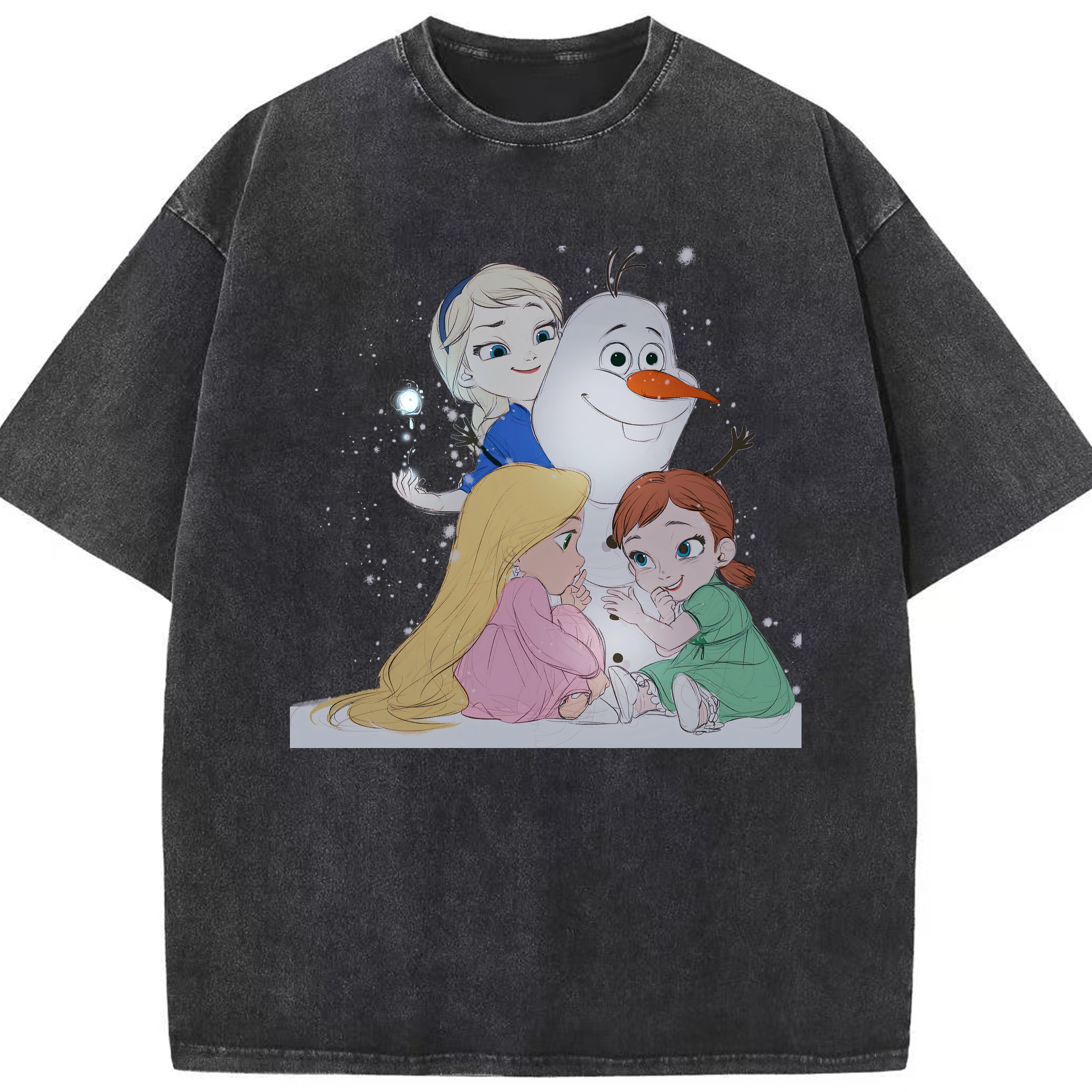 （画像用） アナと雪の女王 アンナ エルサ Frozen Anna Elsa 綿100% ヴィンテージ風 半袖Tシャツ（フロントプリント）