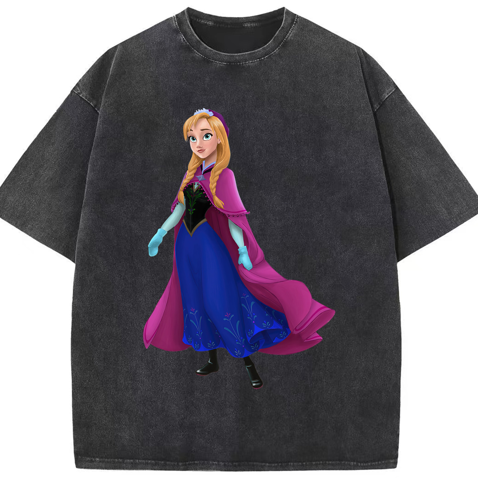（画像用） アナと雪の女王 アンナ エルサ Frozen Anna Elsa 綿100% ヴィンテージ風 半袖Tシャツ（フロントプリント）