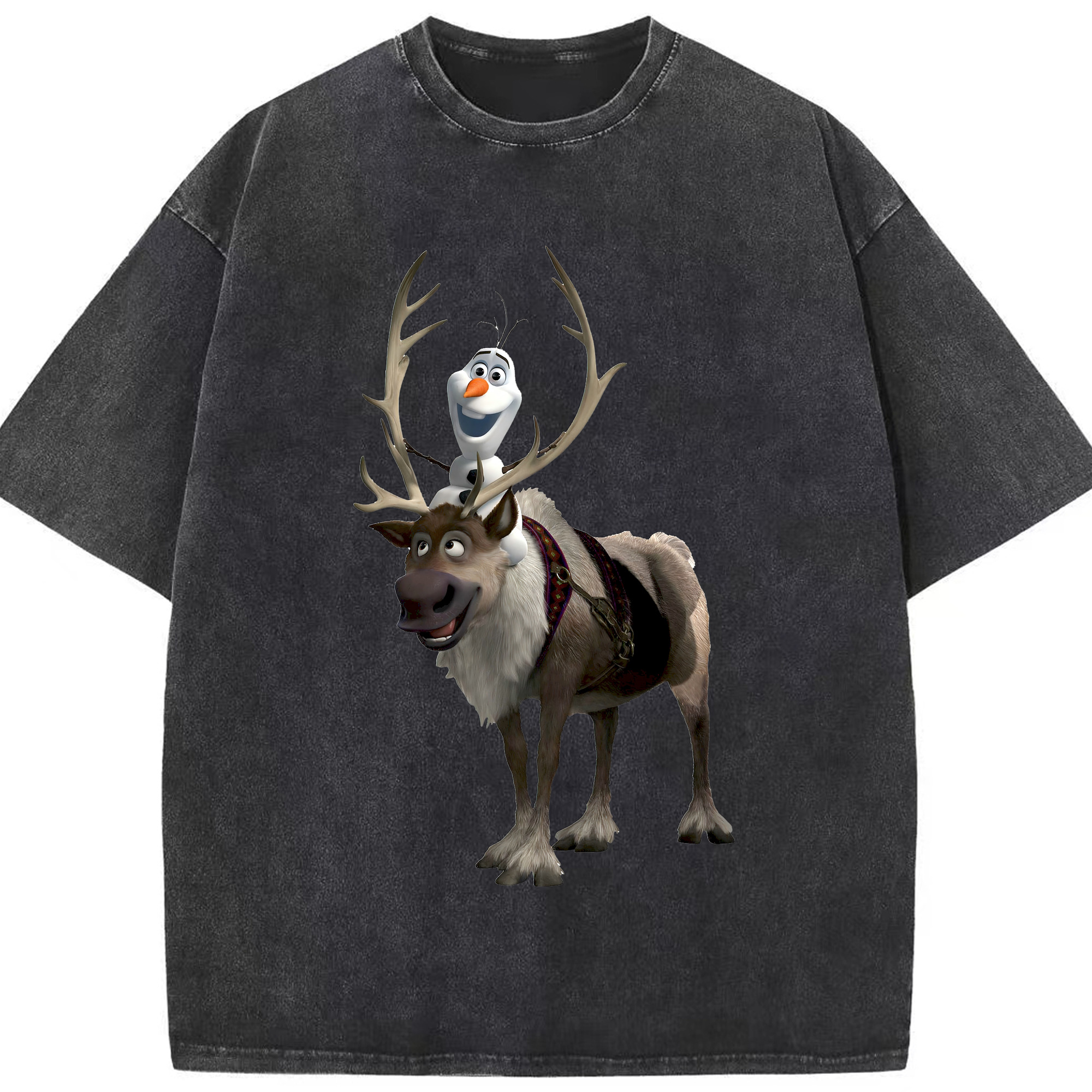 （画像用） アナと雪の女王 アンナ エルサ Frozen Anna Elsa 綿100% ヴィンテージ風 半袖Tシャツ（フロントプリント）