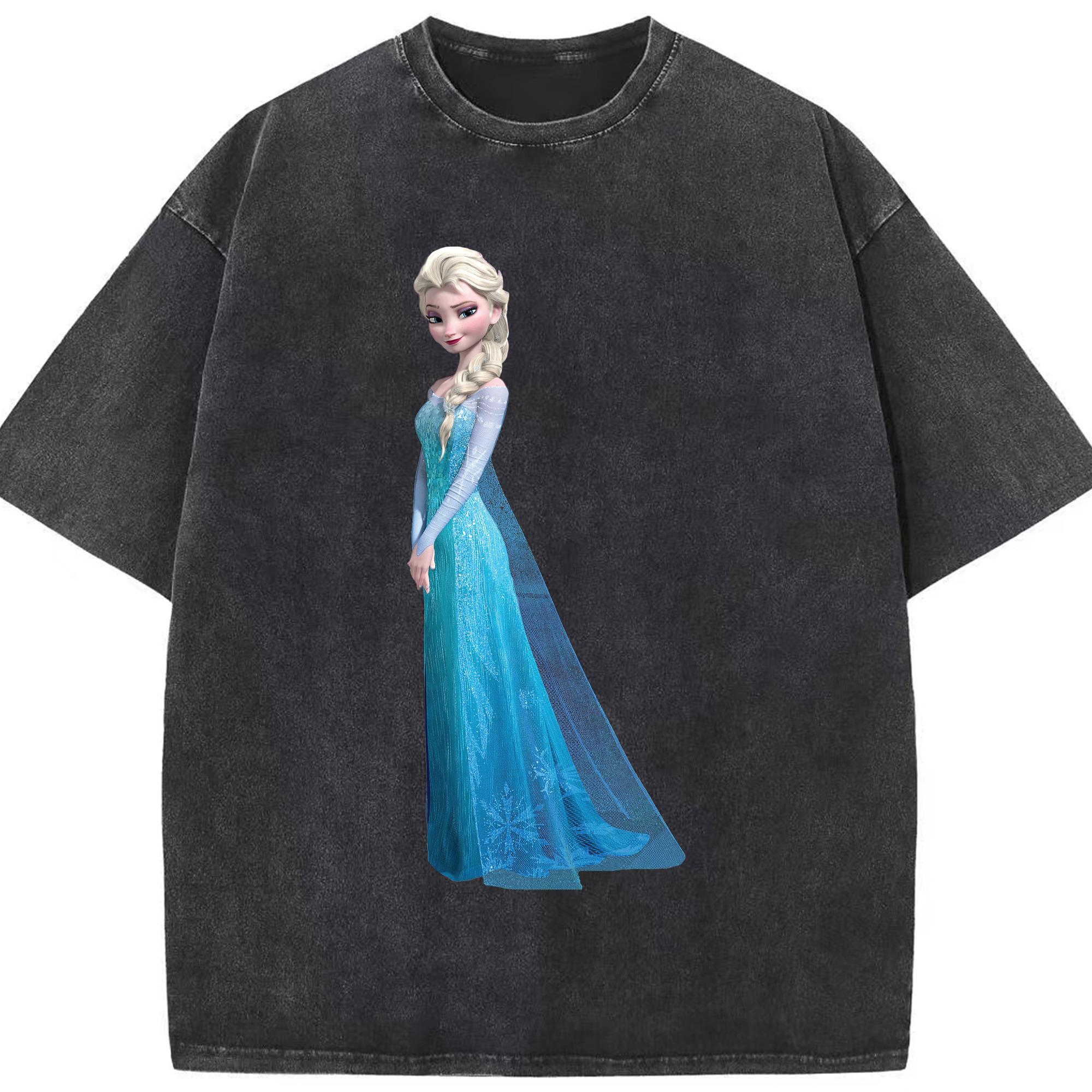 （画像用） アナと雪の女王 アンナ エルサ Frozen Anna Elsa 綿100% ヴィンテージ風 半袖Tシャツ（フロントプリント）