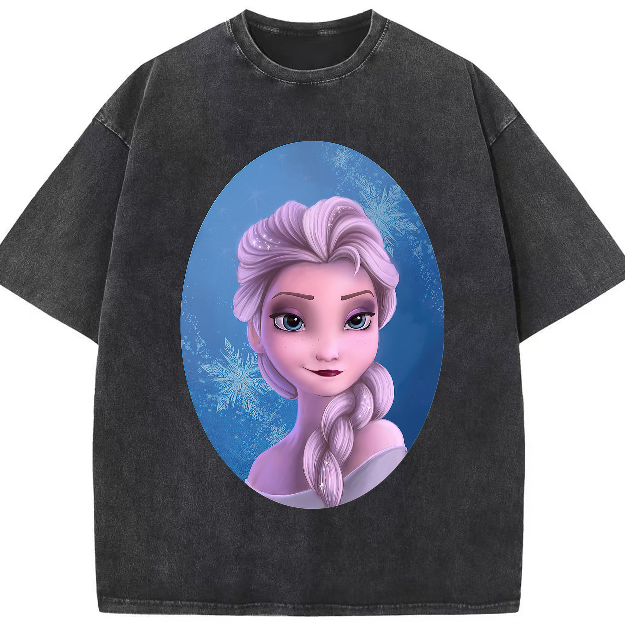 （画像用） アナと雪の女王 アンナ エルサ Frozen Anna Elsa 綿100% ヴィンテージ風 半袖Tシャツ（フロントプリント）