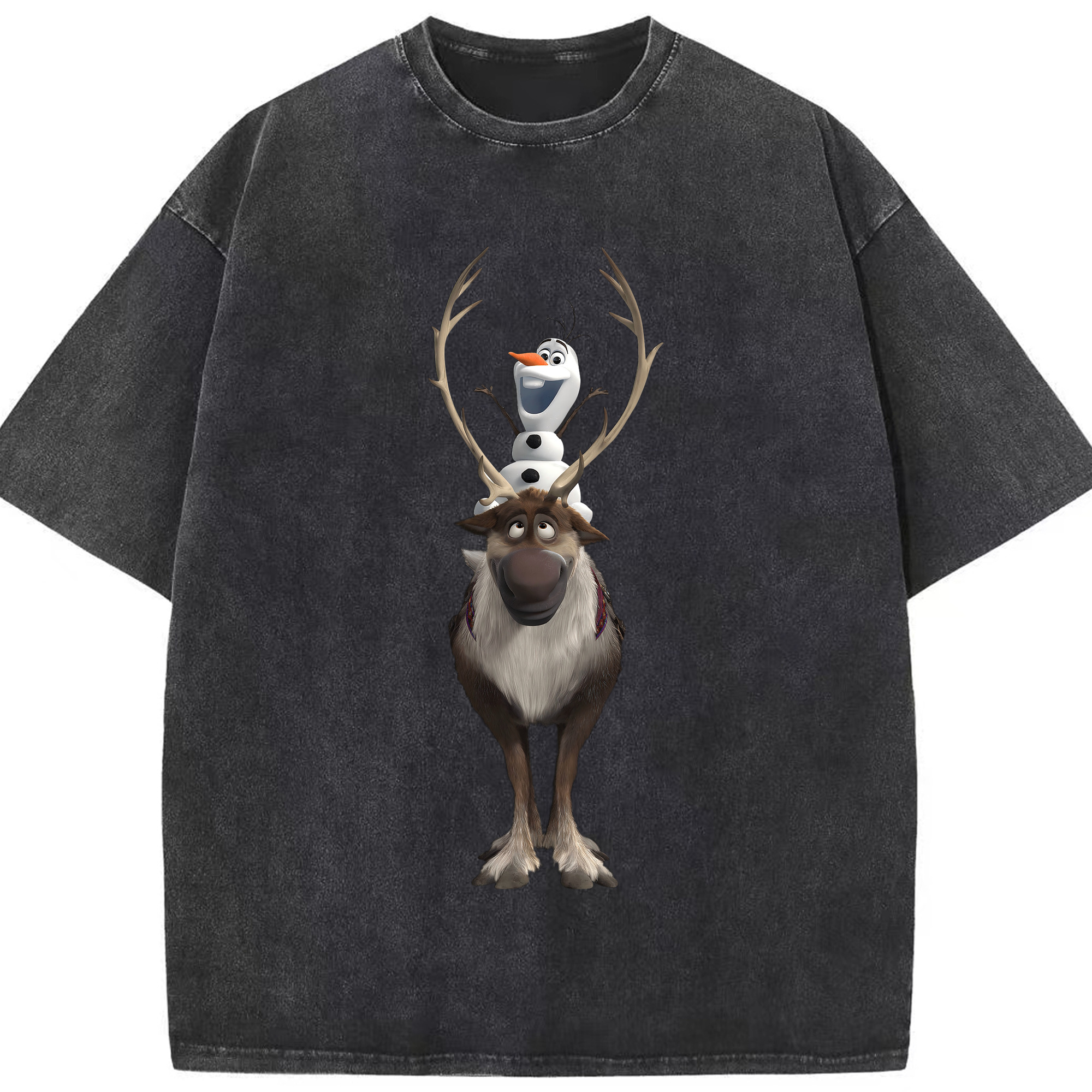 （画像用） アナと雪の女王 アンナ エルサ Frozen Anna Elsa 綿100% ヴィンテージ風 半袖Tシャツ（フロントプリント）
