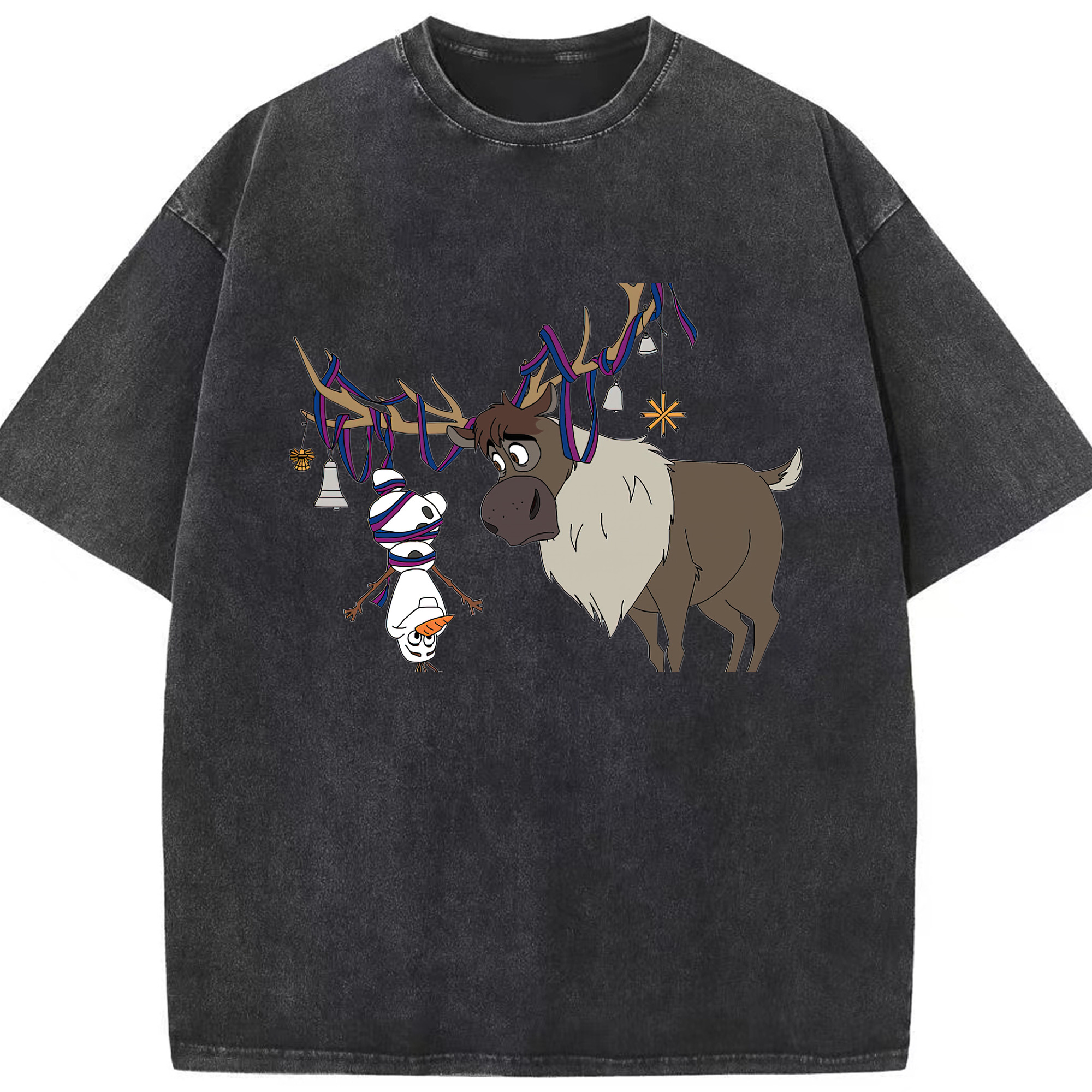 （画像用） アナと雪の女王 アンナ エルサ Frozen Anna Elsa 綿100% ヴィンテージ風 半袖Tシャツ（フロントプリント）