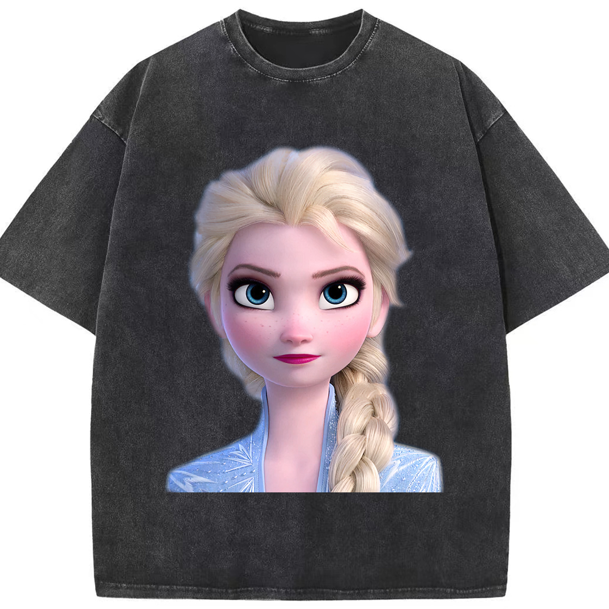 （画像用） アナと雪の女王 アンナ エルサ Frozen Anna Elsa 綿100% ヴィンテージ風 半袖Tシャツ（フロントプリント）