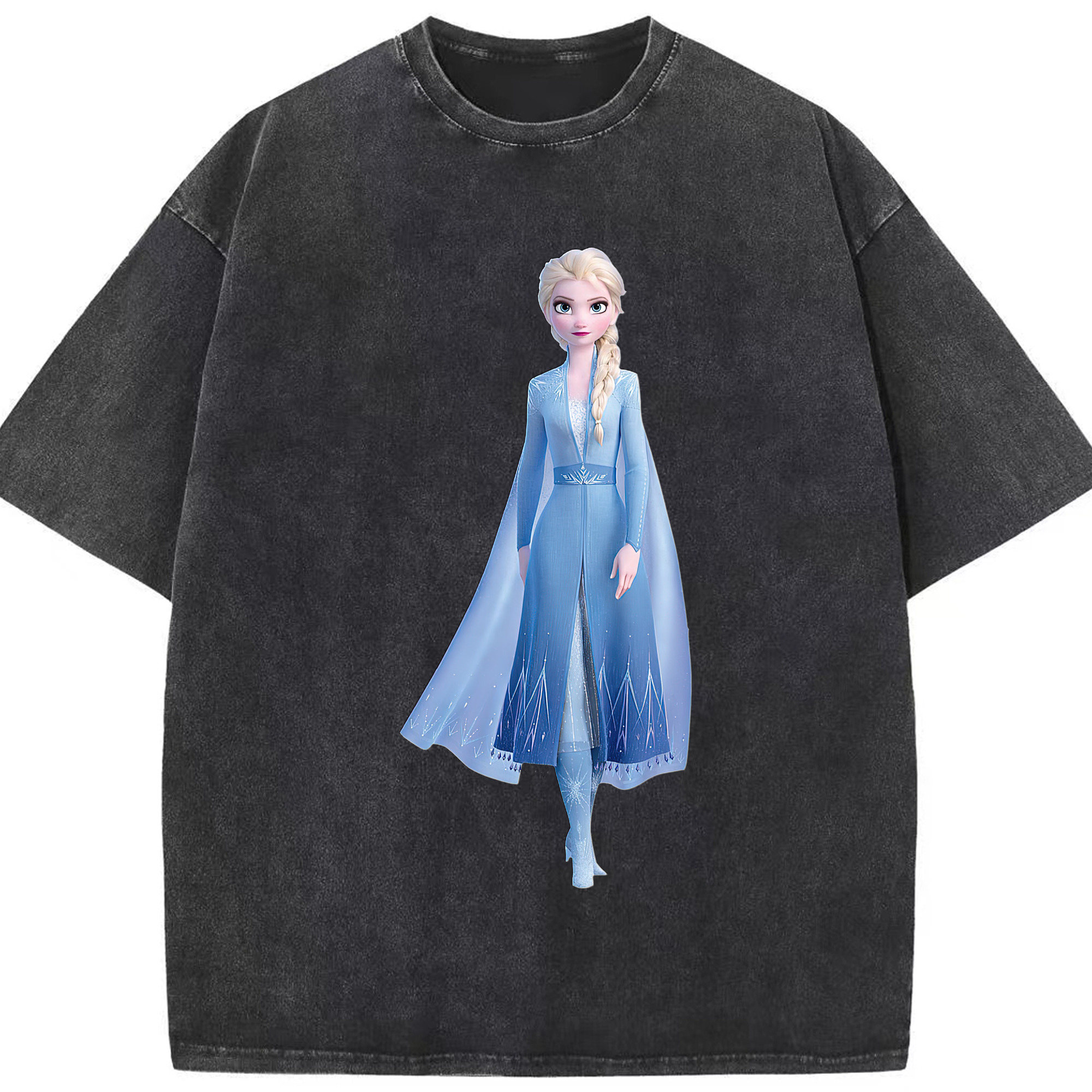 （画像用） アナと雪の女王 アンナ エルサ Frozen Anna Elsa 綿100% ヴィンテージ風 半袖Tシャツ（フロントプリント）