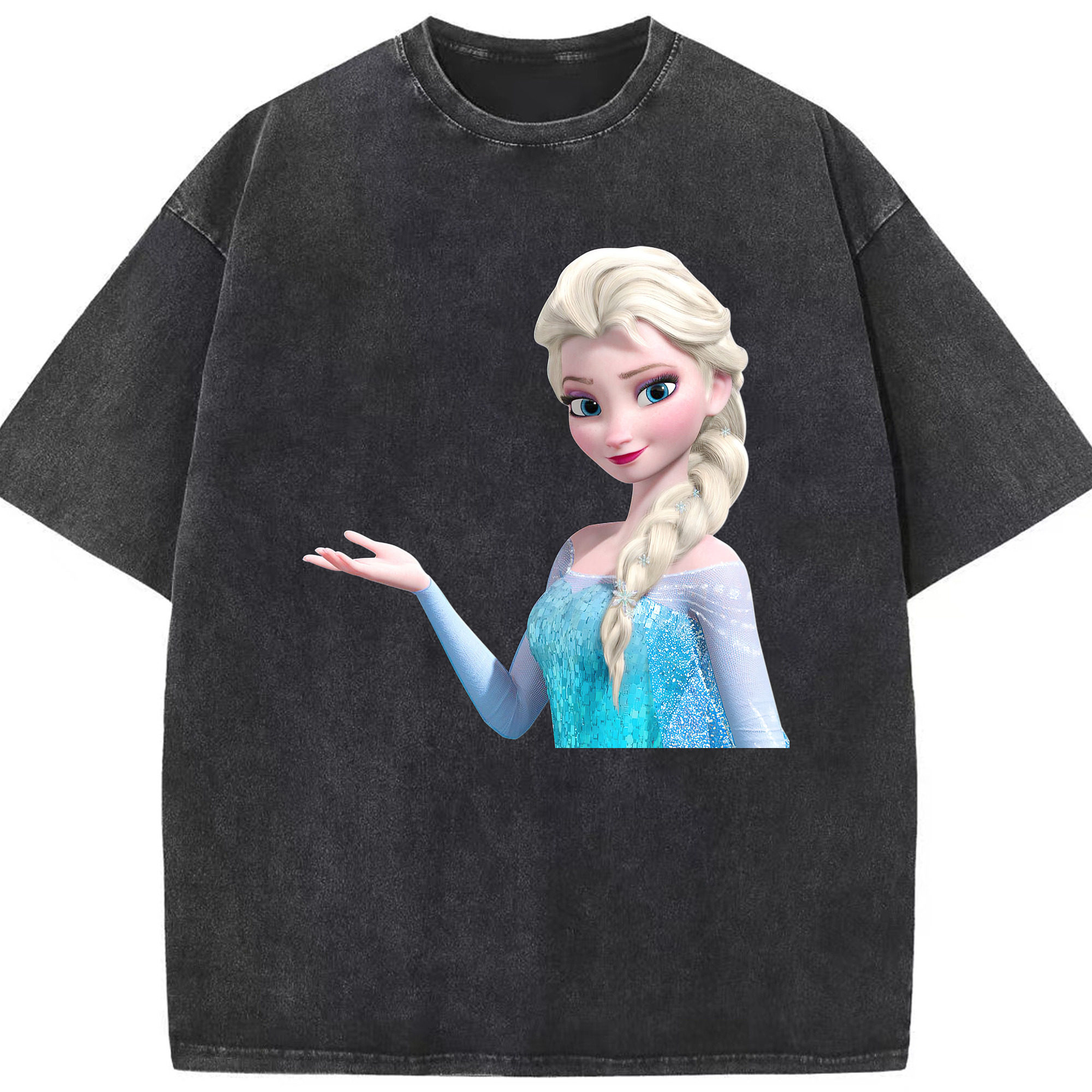 （画像用） アナと雪の女王 アンナ エルサ Frozen Anna Elsa 綿100% ヴィンテージ風 半袖Tシャツ（フロントプリント）