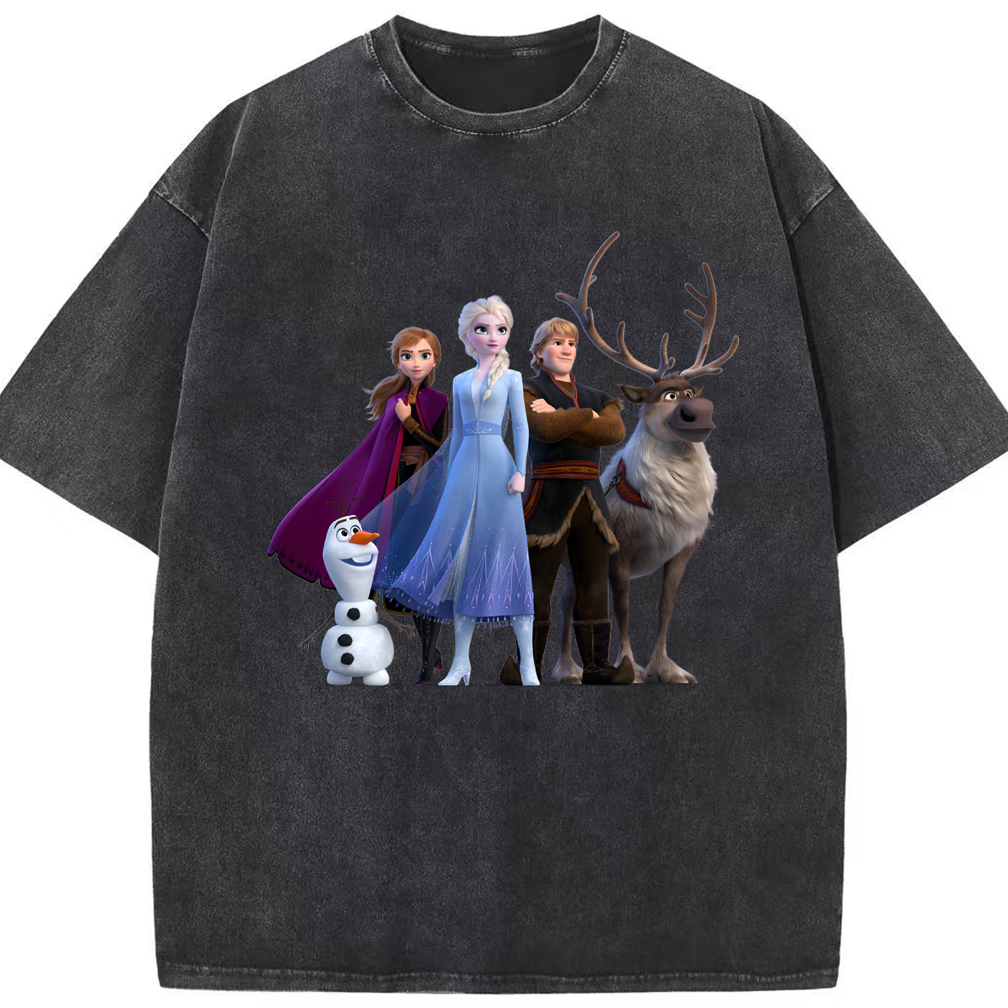 （画像用） アナと雪の女王 アンナ エルサ Frozen Anna Elsa 綿100% ヴィンテージ風 半袖Tシャツ（フロントプリント）