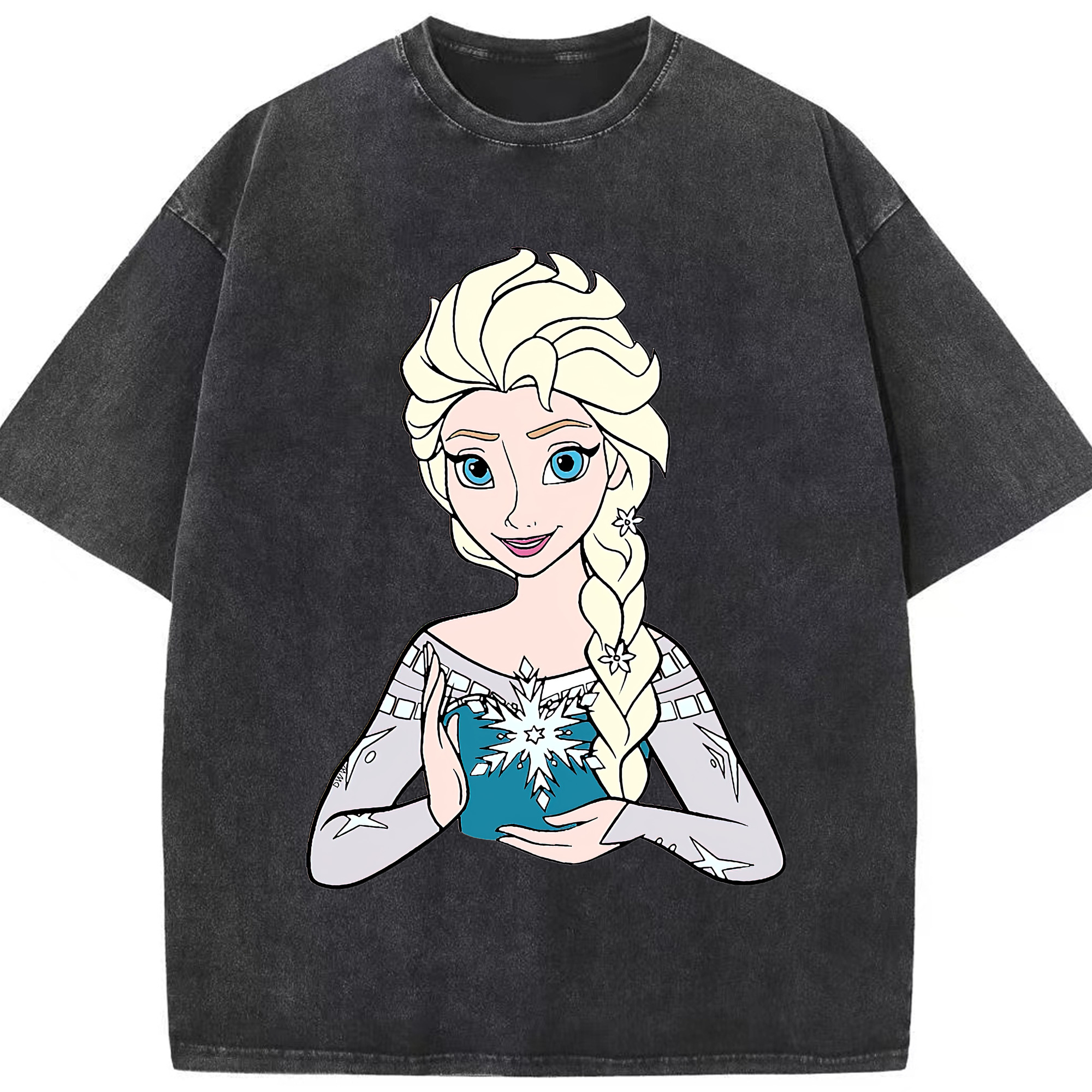 （画像用） アナと雪の女王 アンナ エルサ Frozen Anna Elsa 綿100% ヴィンテージ風 半袖Tシャツ（フロントプリント）