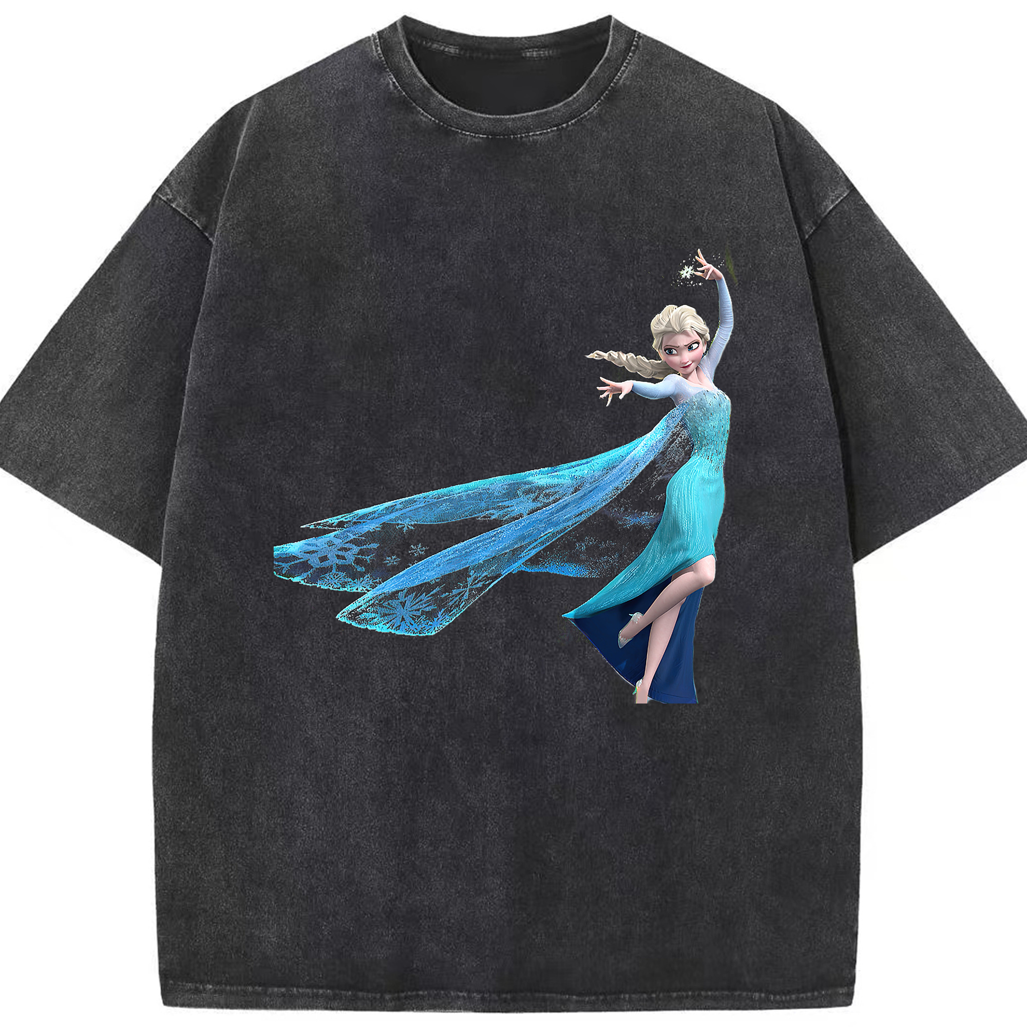 （画像用） アナと雪の女王 アンナ エルサ Frozen Anna Elsa 綿100% ヴィンテージ風 半袖Tシャツ（フロントプリント）
